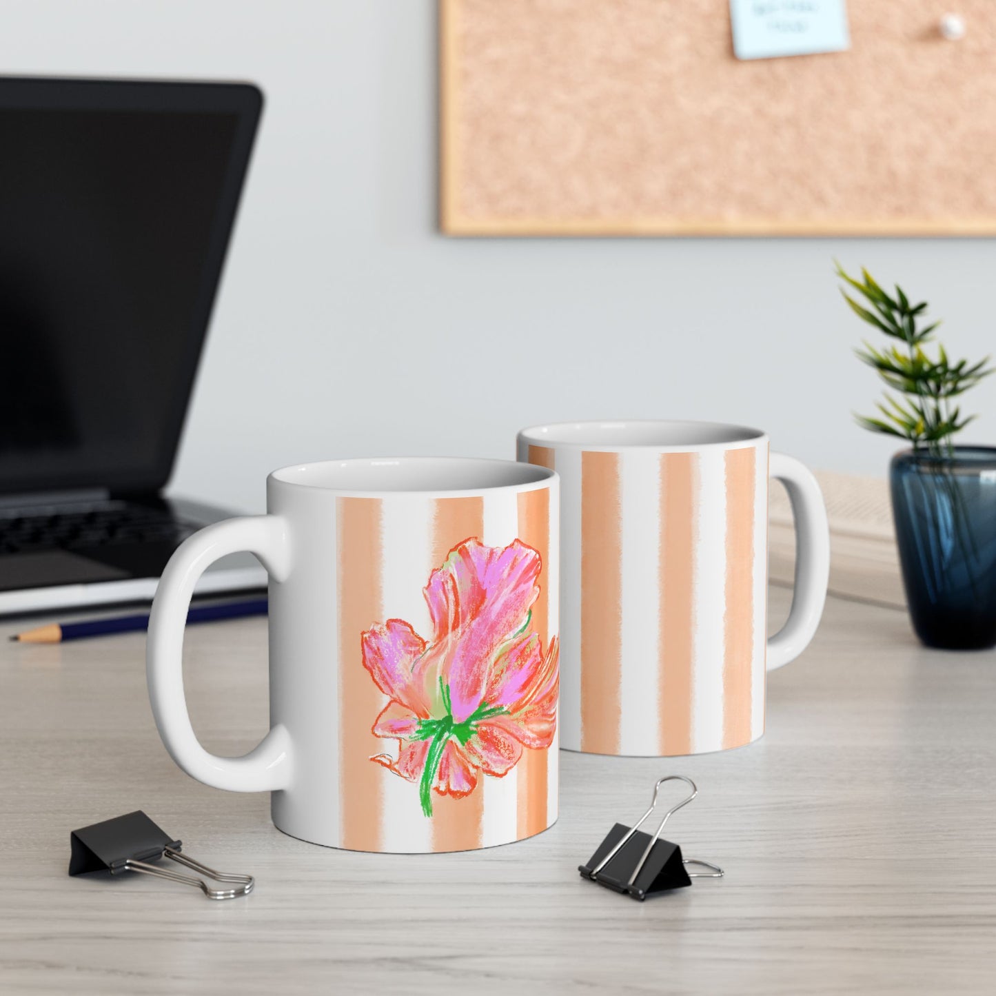 Dancing Tulips Mug Peach Pink