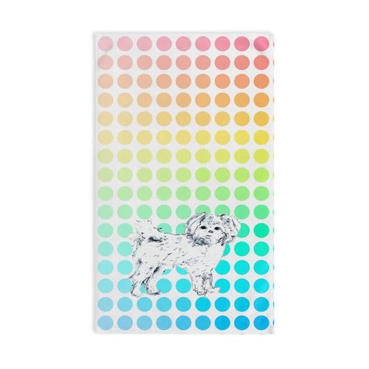 Dogi Fun Hand Towel, Shih Tzus and Multi-Color Polka Dots