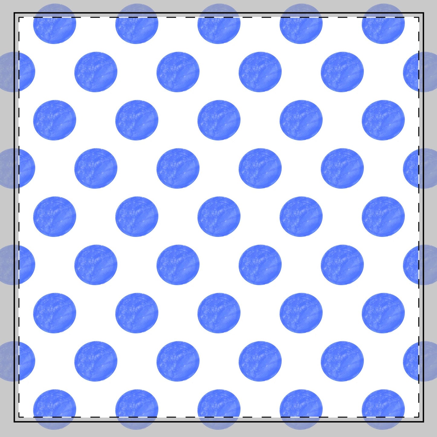 Polka Dot Poly Twill Napkin, Medium Blue, Bright White Fabric Background