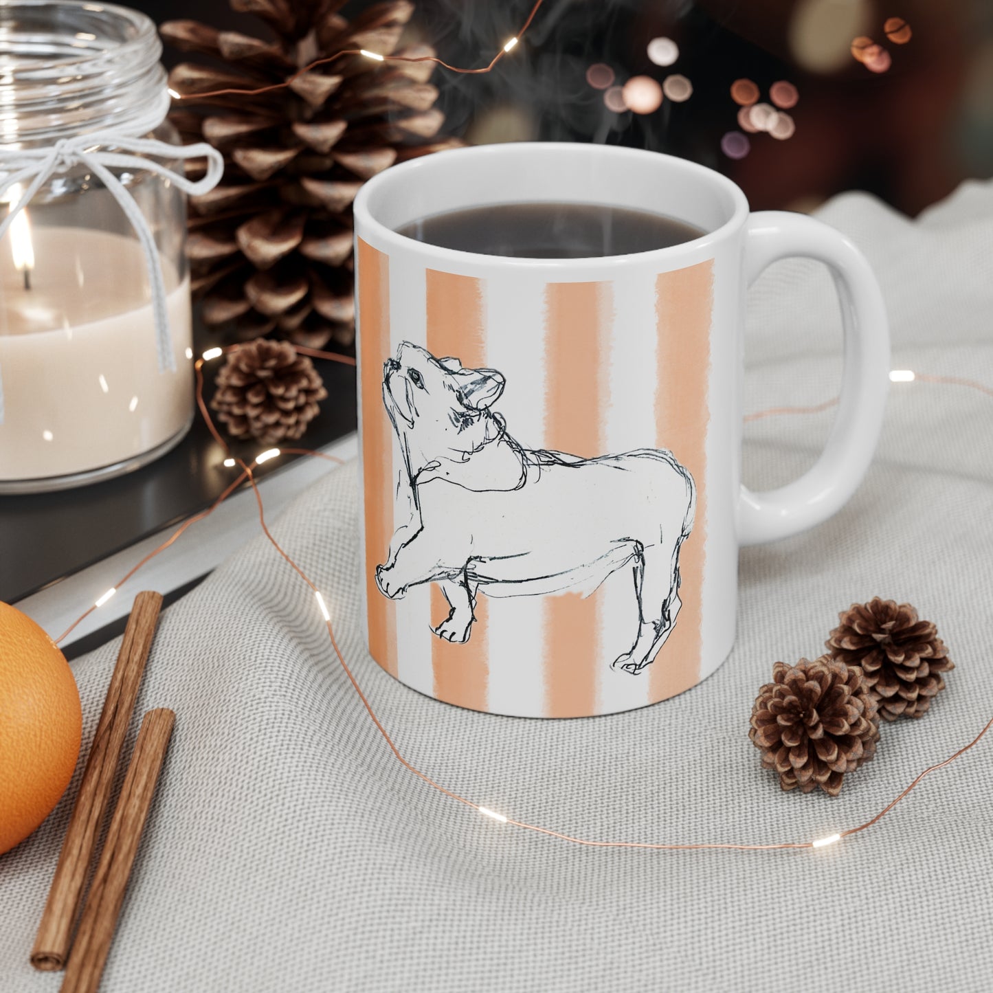 Dogi Fun Ceramic Mug in Orange, 11oz Bulldog