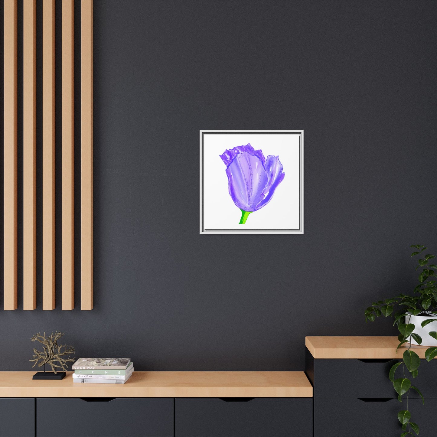 Wall Art Dancing Tulips Matte Canvas, Framed (Multi-color) Purple