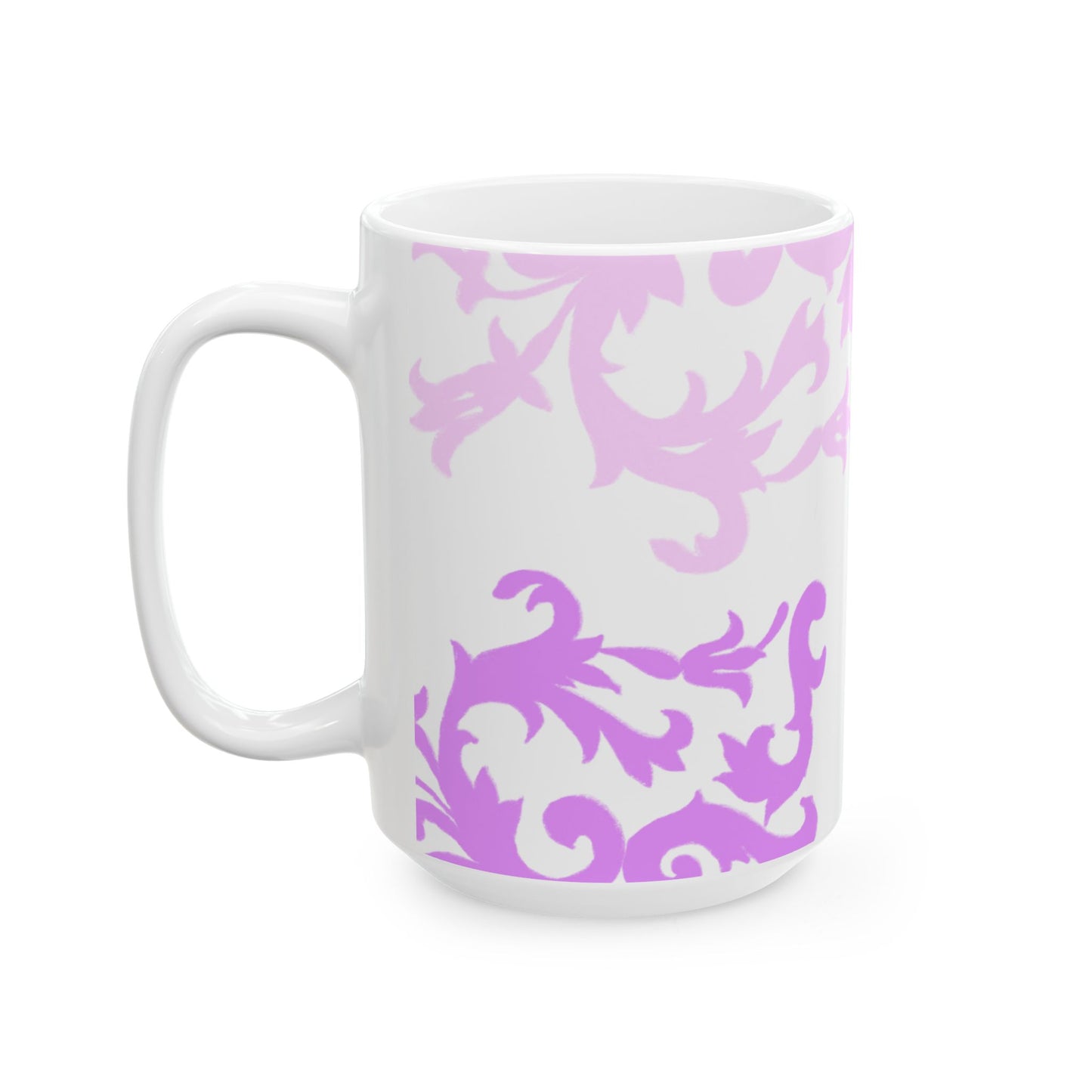 Scrollwork Ceramic Mug Pink Purple