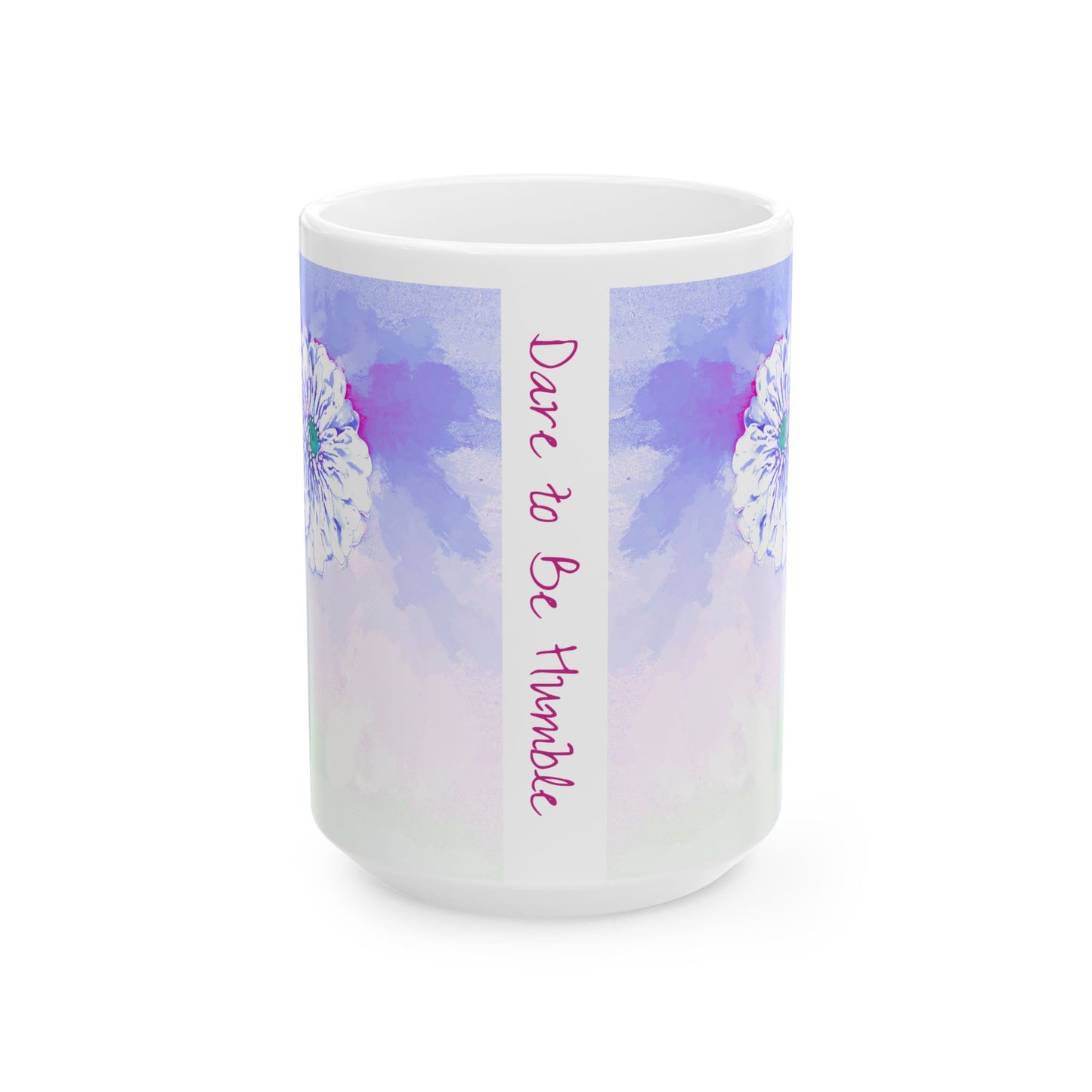 Zinnia Color Splash Mug Periwinkle “Dare to Be Humble”