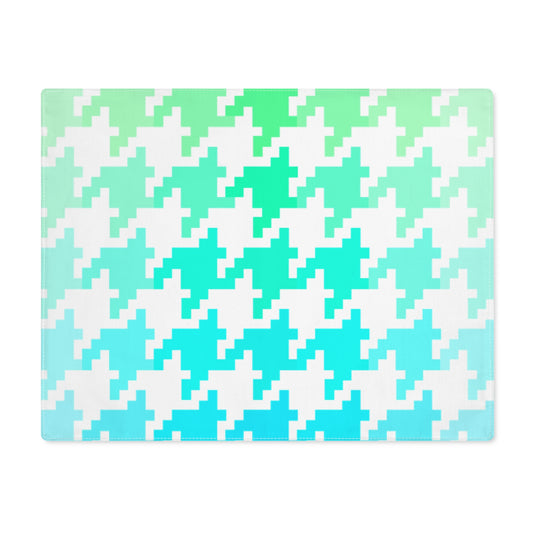 Houndstooth Fun Cotton Placemat, 1pc green/aqua/blue