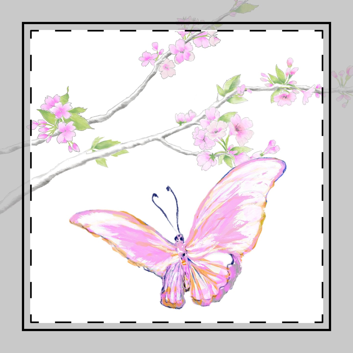 Butterfly Blossoms Glide Poly Twill Napkin in Pink, Background Fabric Brighter White, #3