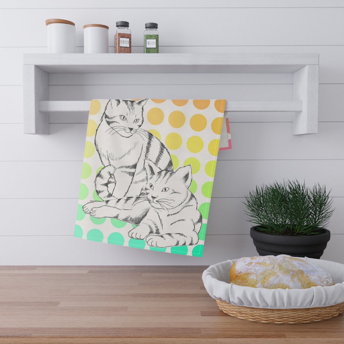 Colorful Cat Tea Towel