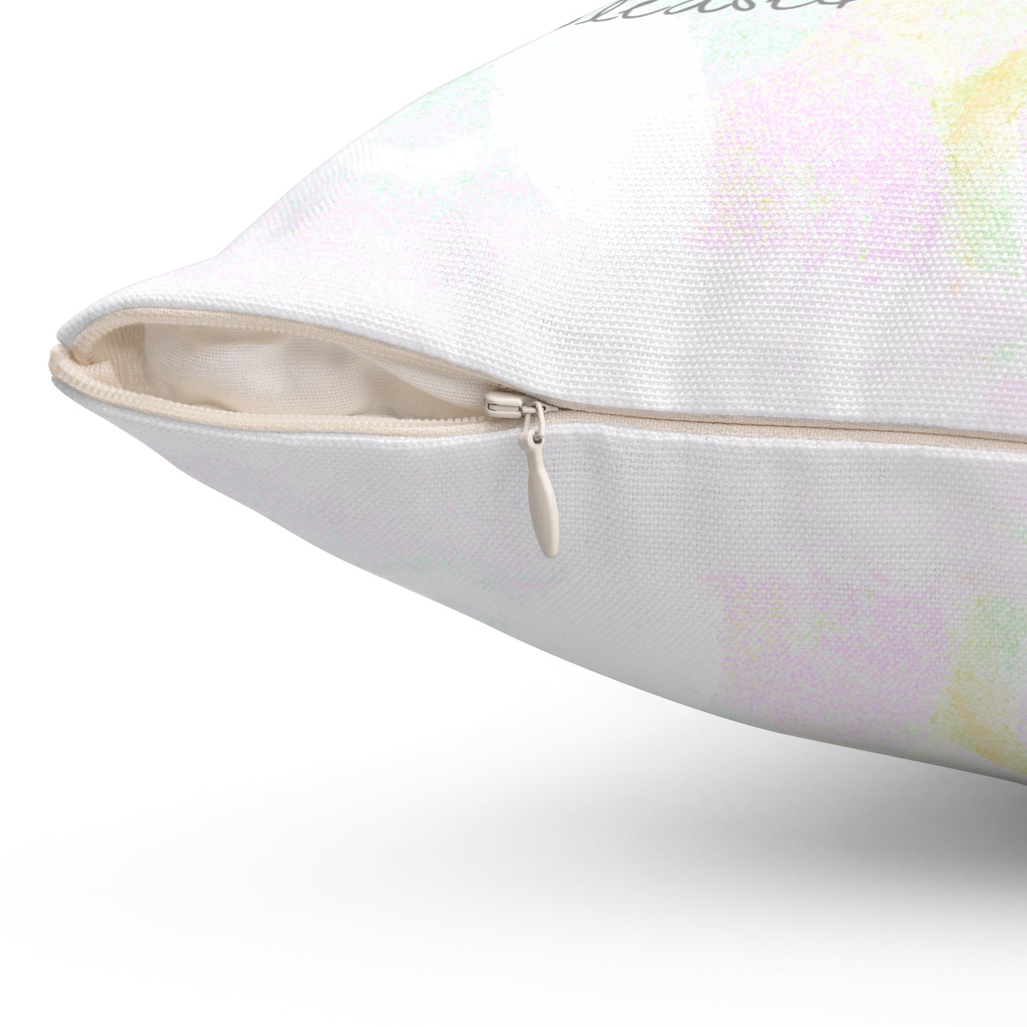 Zinnia Quiet Reflection Spun Polyester Square Pillow in Green, "God is sovereign and I am pleased"