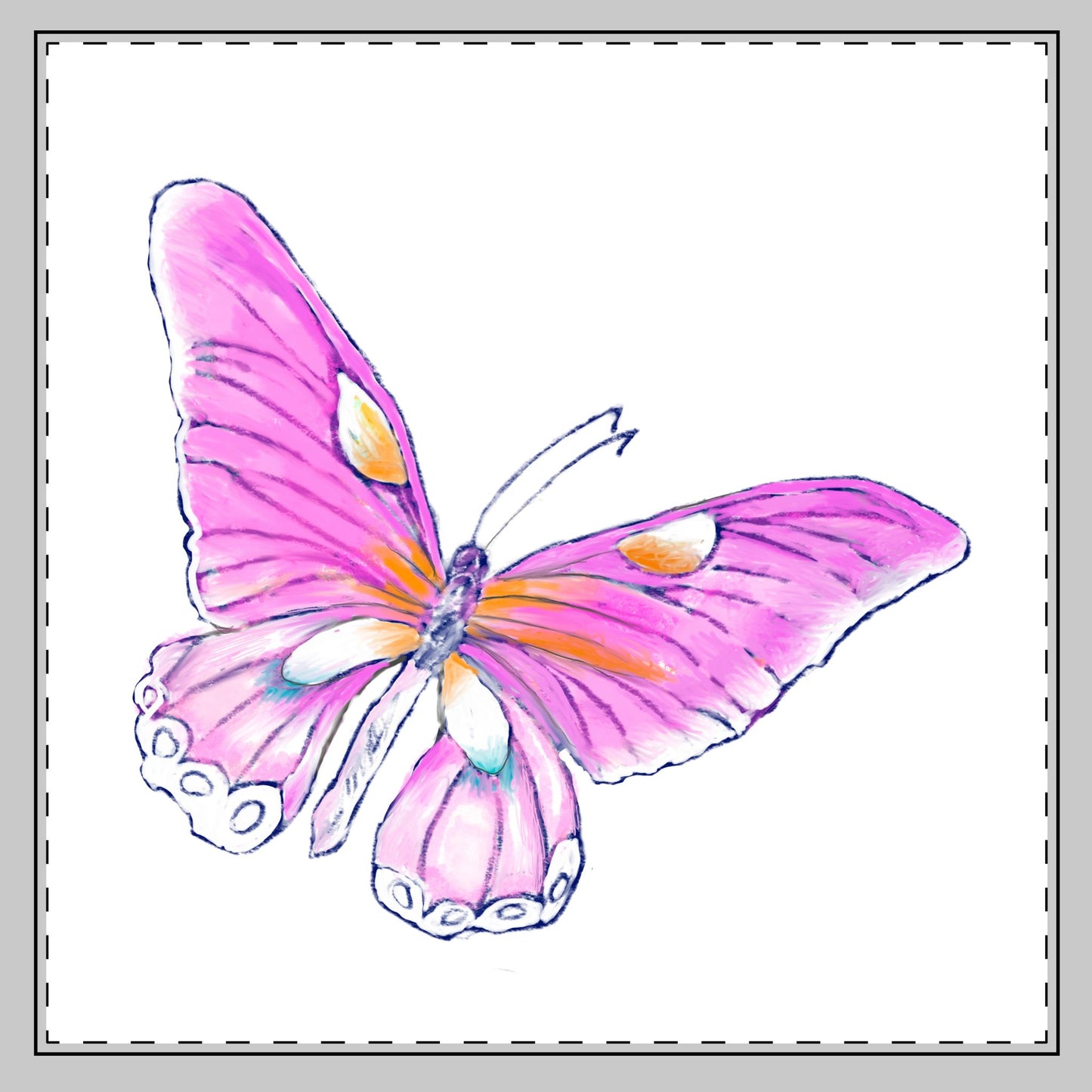 Butterfly Swing, Poly Twill Napkin, Pink, Bright White Background