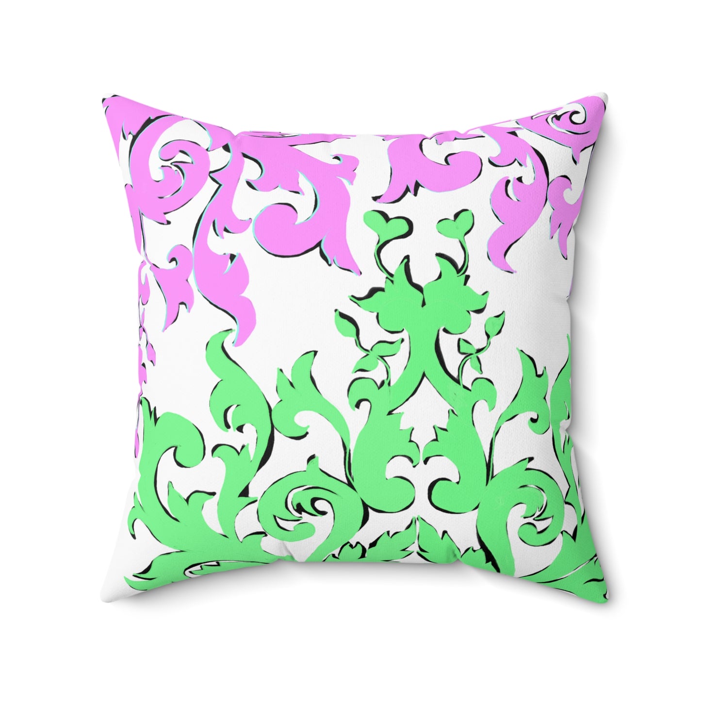 Scrollwork Polyester Square Pillow "Love the Lord..."