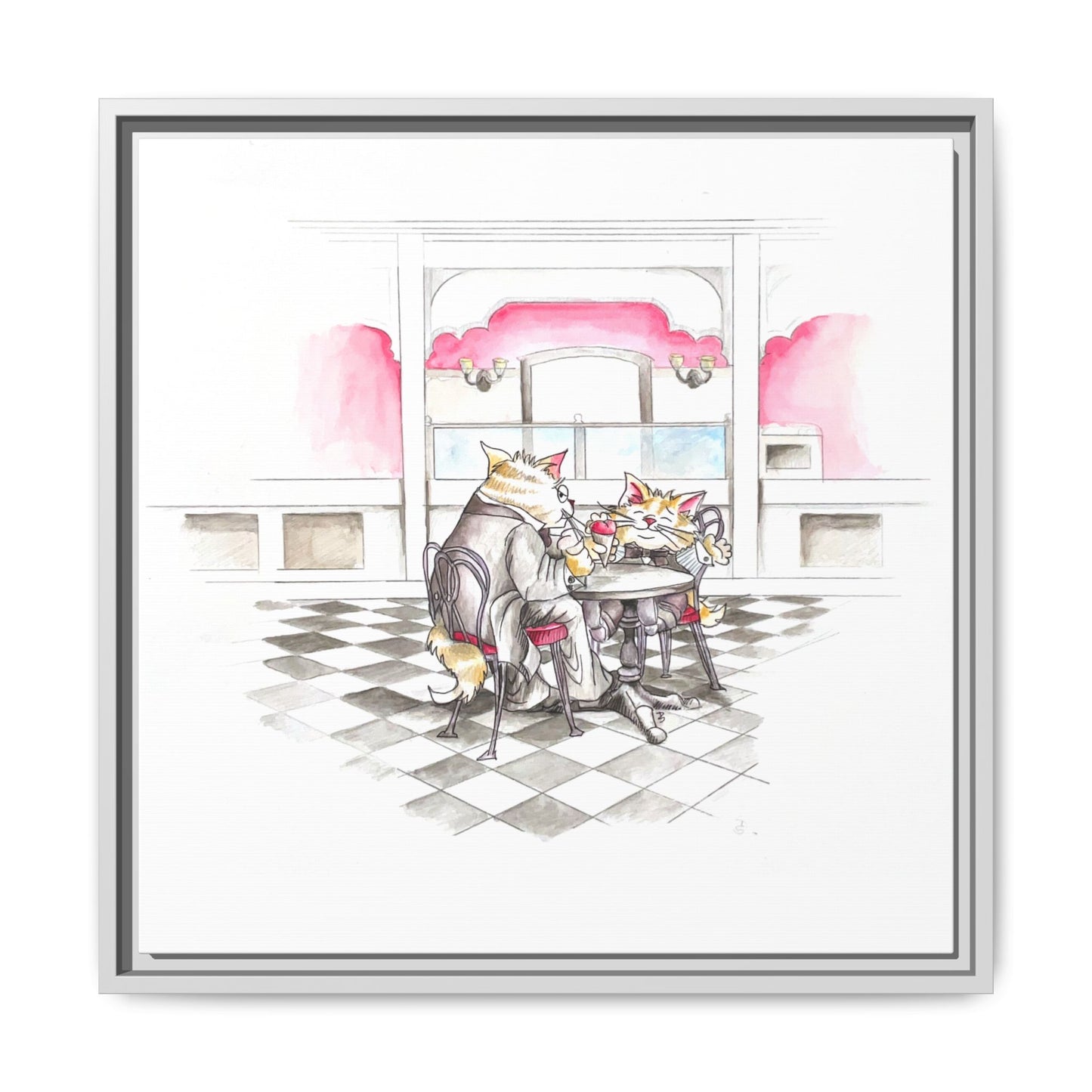Kitty Fun Matte Canvas Framed