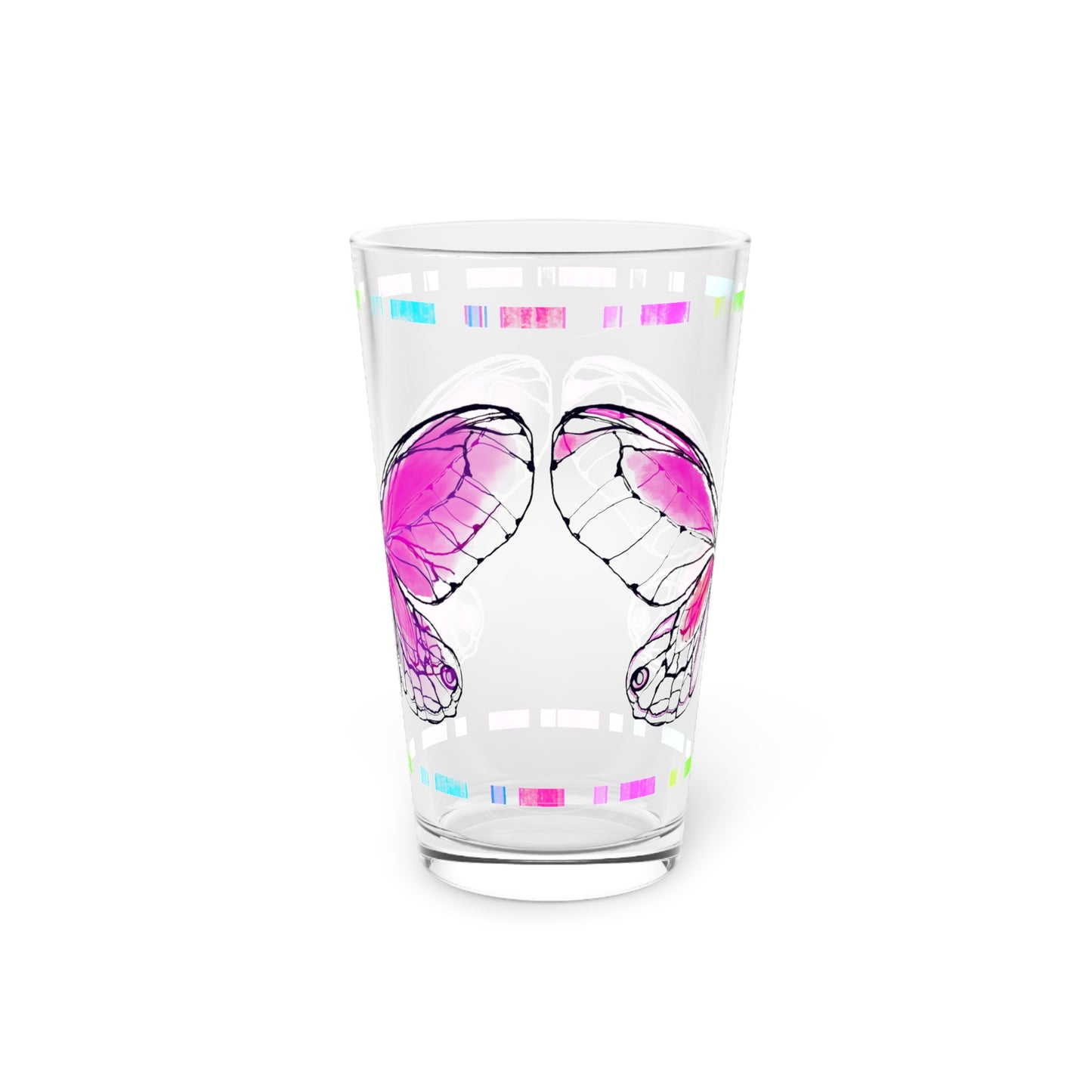 Butterfly Flutterstripe Pint Glass In Violet, 16oz