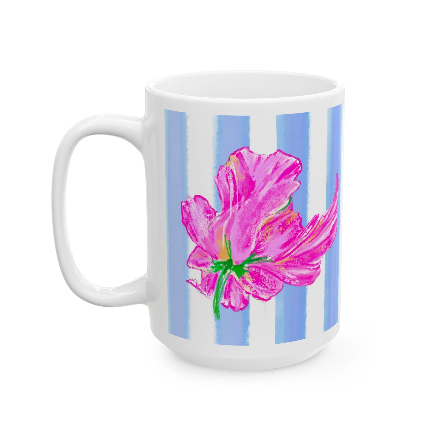 Dancing Tulips Mug Periwinkle Raspberry