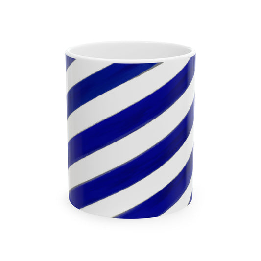 Diagonal Stripe Ceramic Mug in Ultramarine Blue, 11oz