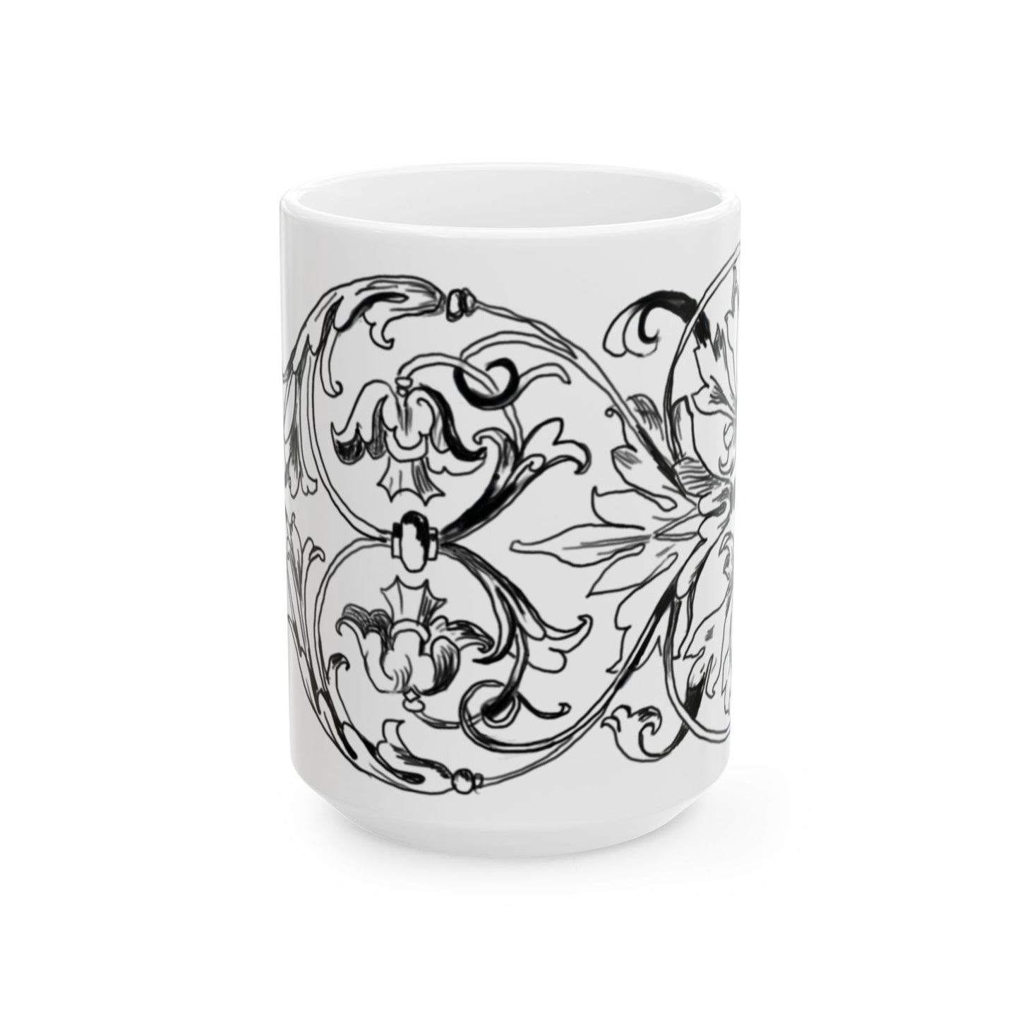 Scrollwork Ceramic Mug Black and White "I pray that...