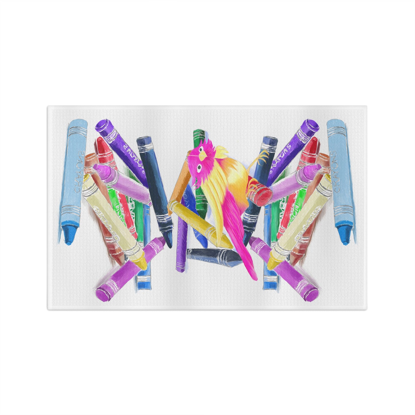 Dish Towels Microfiber Crayons with Birdie
