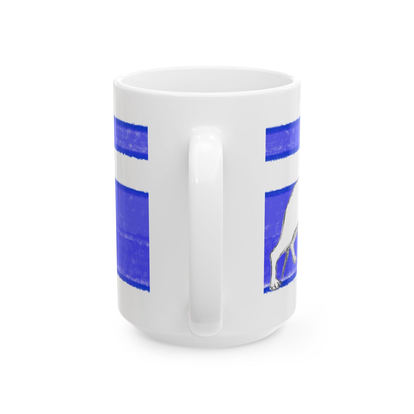Mega Stripe Dogi Butterfly Flutter Ceramic Mug, (11oz, 15oz), Ultramarine Dachshund