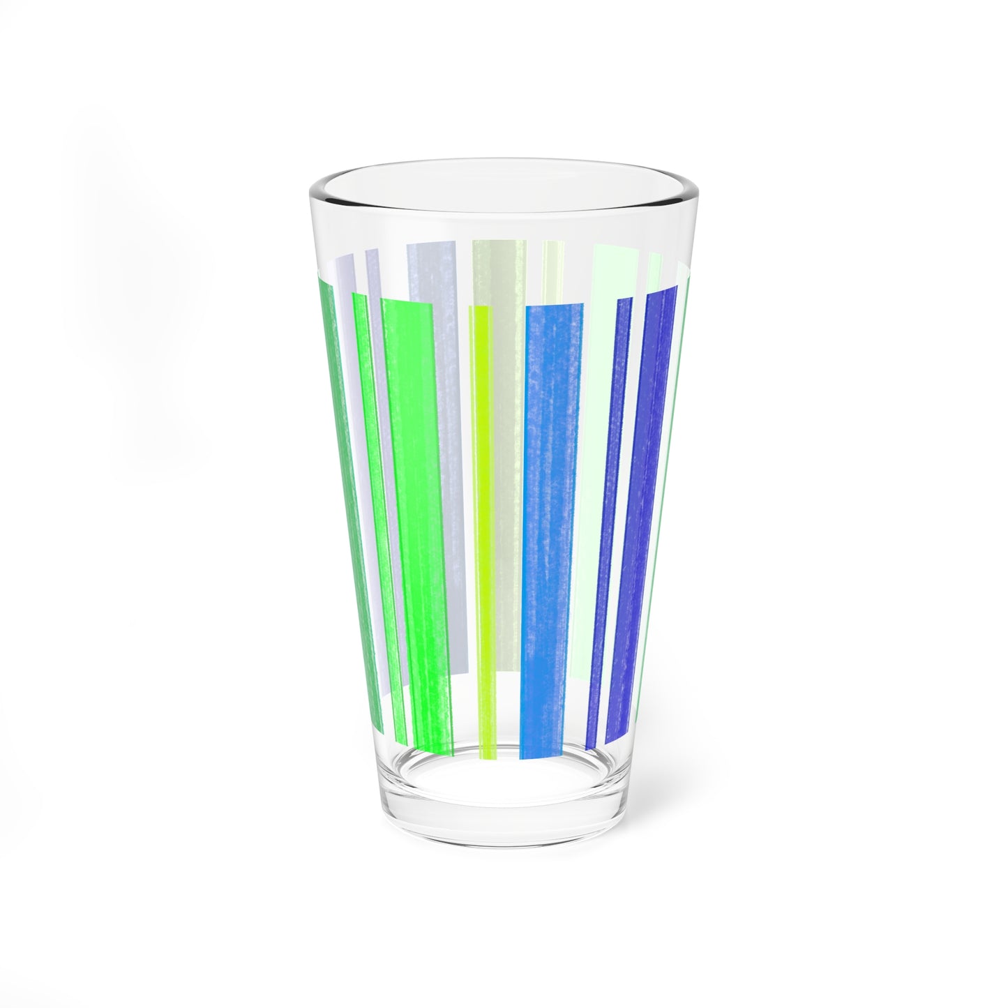 Mixing Glass, 16oz Blue & Green Watercolor Stripes
