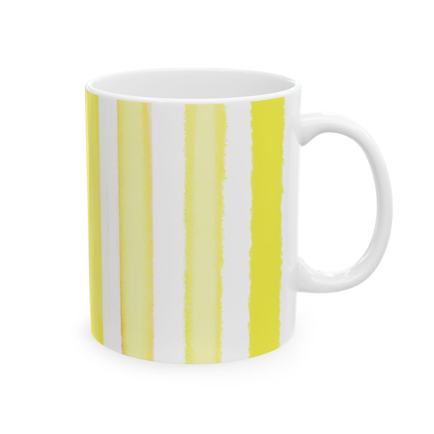Watercolor Stripe Ceramic Mug in Yellow, 11oz