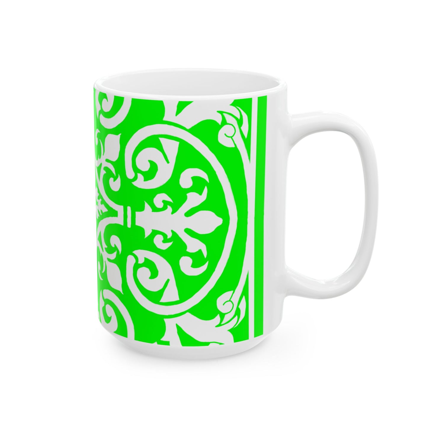 Scrollwork Ceramic Mug Bright Green
