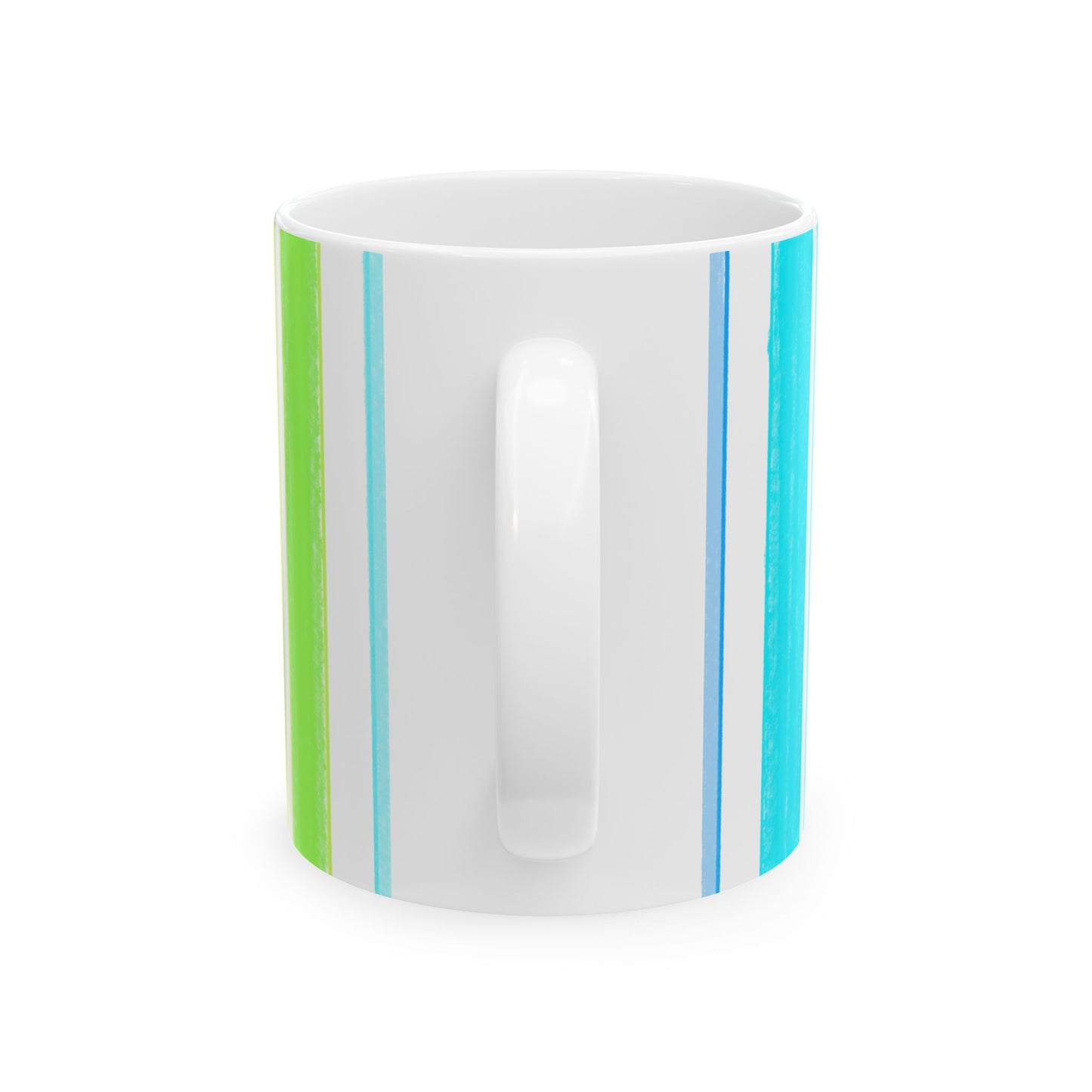 Butterfly Flutterstripe Ceramic Mug, Pink, Green, Aqua ( 2 sizes available 11oz and 15oz)