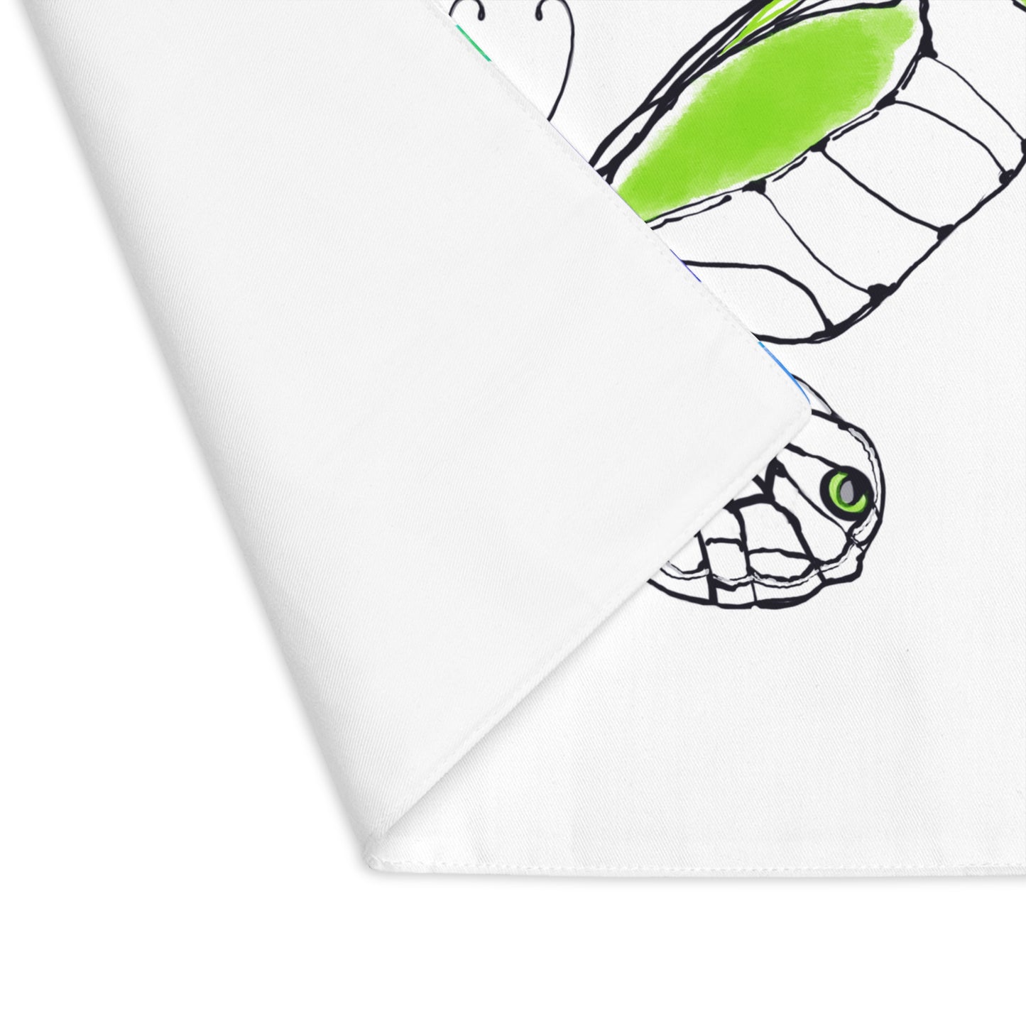 Butterfly Flutterstripe with Multi-color Stripe Border, Cotton Placemat, Yellow/Green, Fabric Background Creamy White
