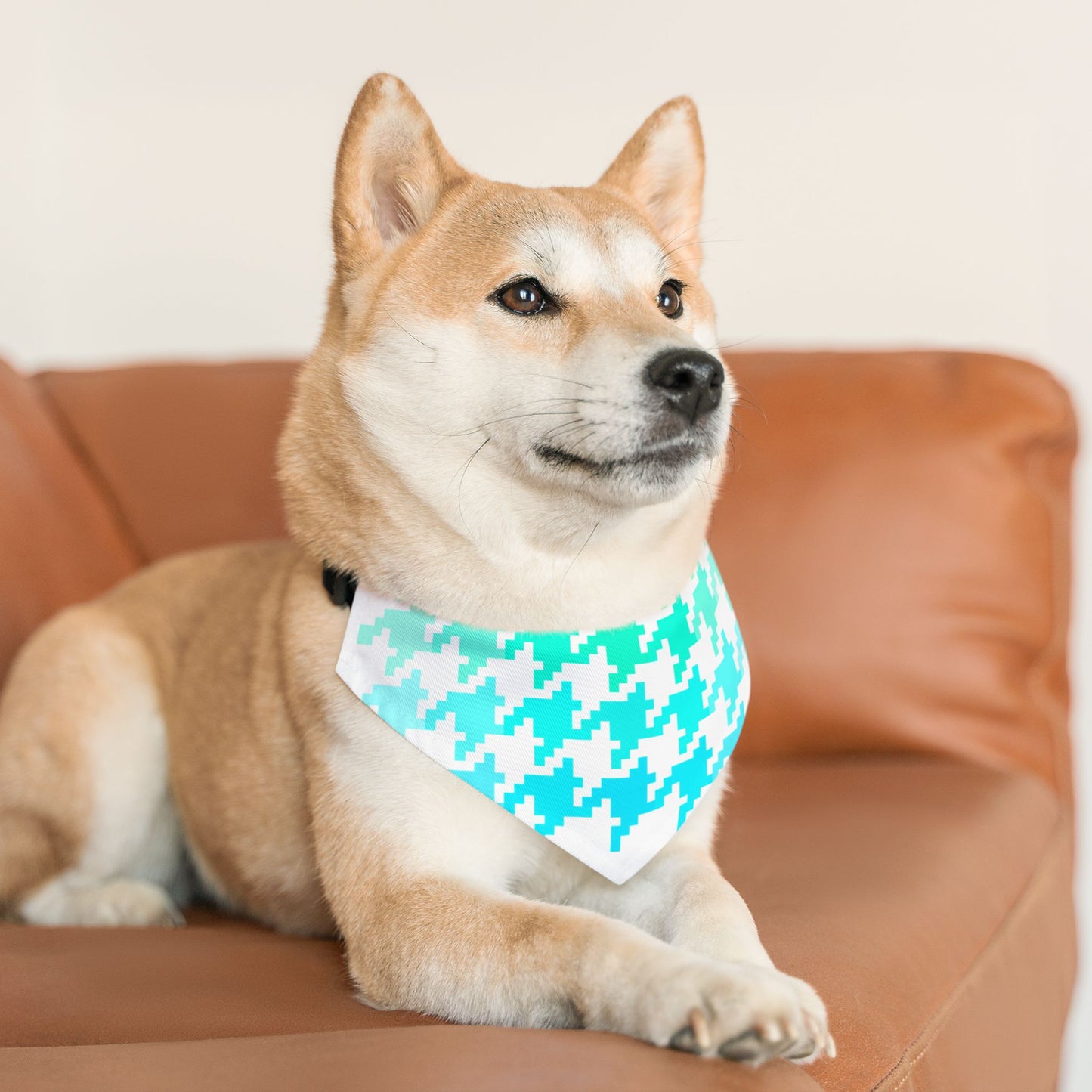 Pet Bandana Aqua Houndstooth Fun
