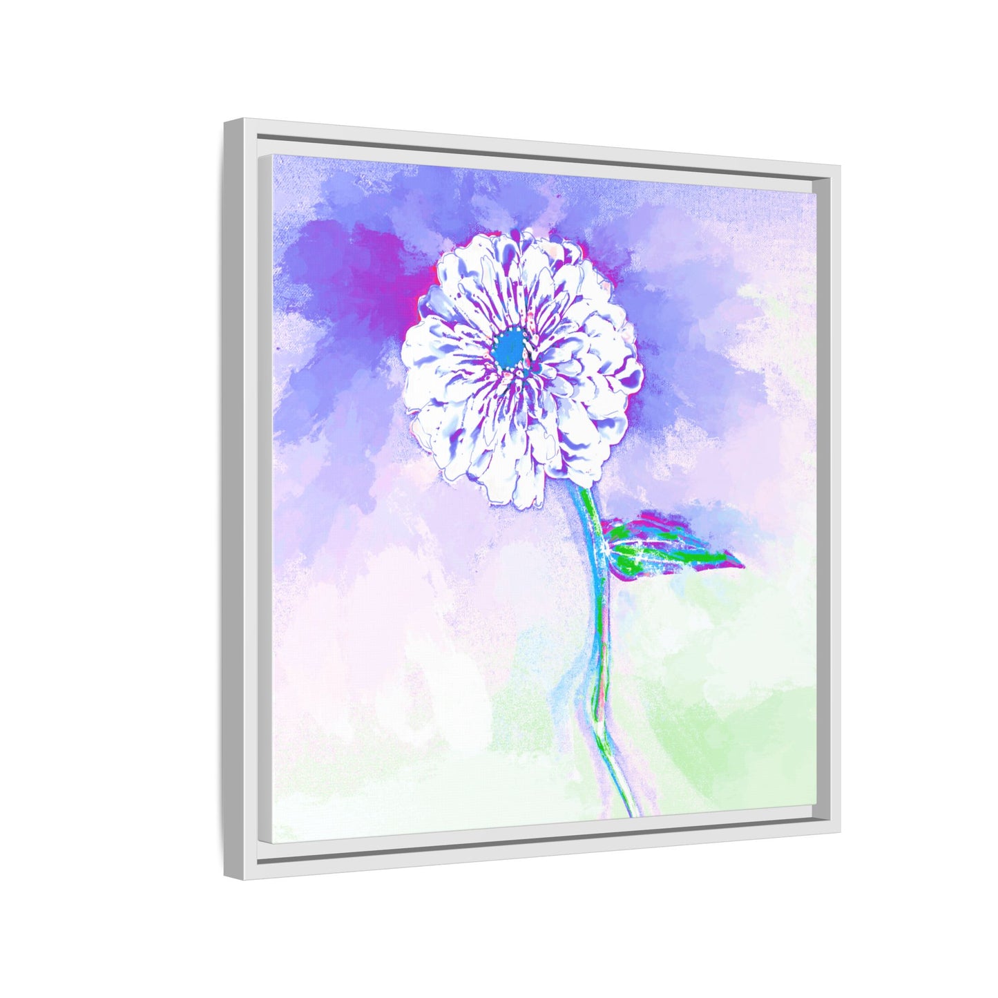Zinnia Color Splash Matte Canvas Purple Framed