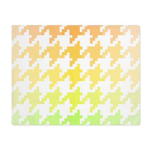 Houndstooth Fun , Cotton Twill Placemat, Orange/Yellow, Creamy White Fabric Background