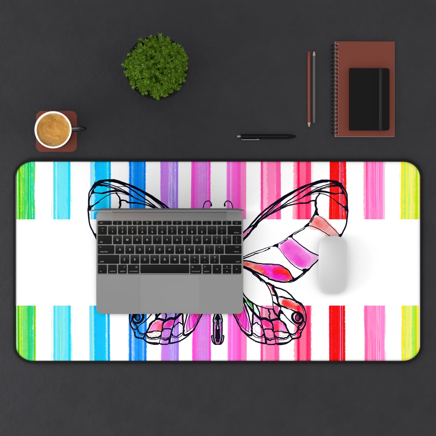 Office Flutterstripe Desk Mat with Multi-color Stripes
