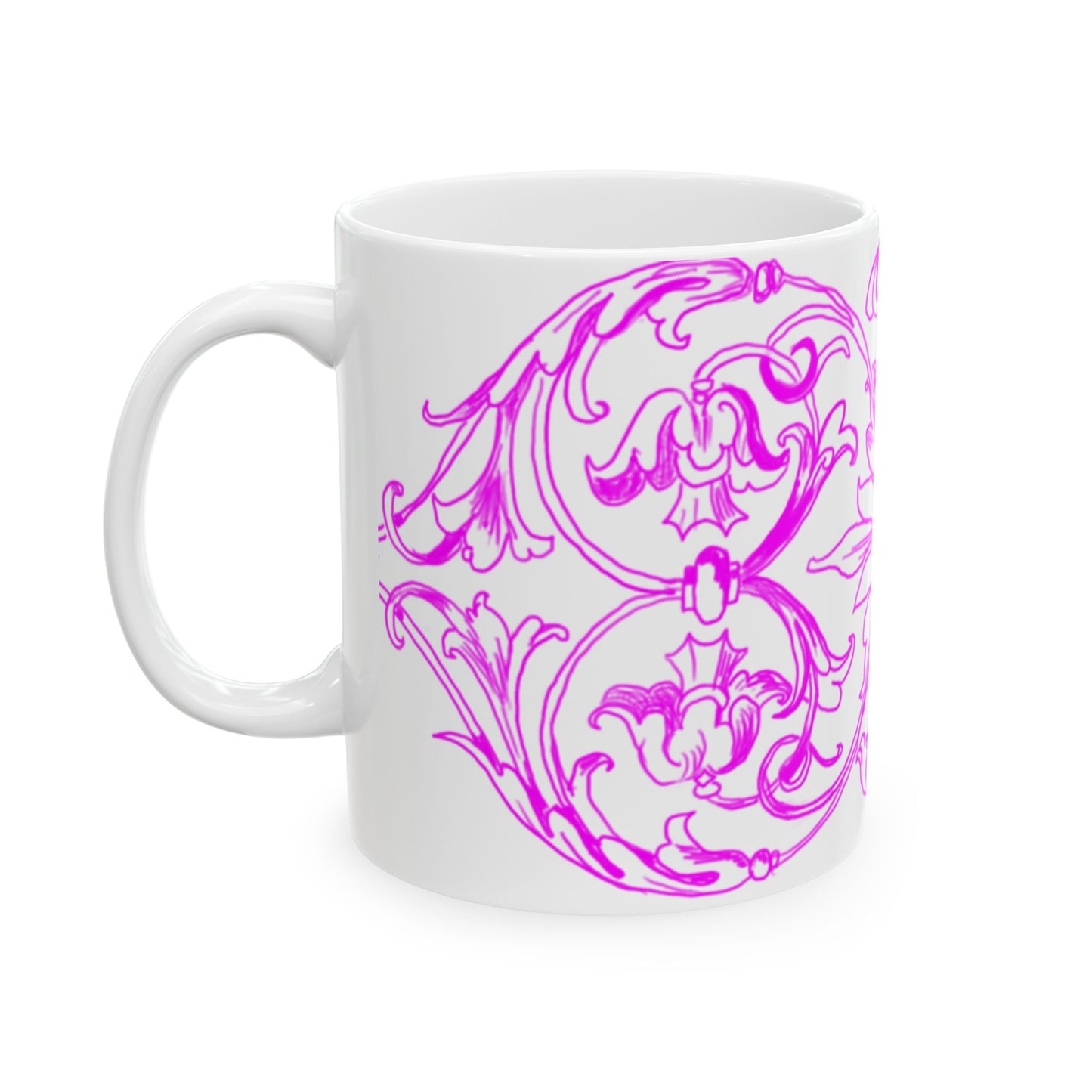 Scrollwork Ceramic Mug Raspberry