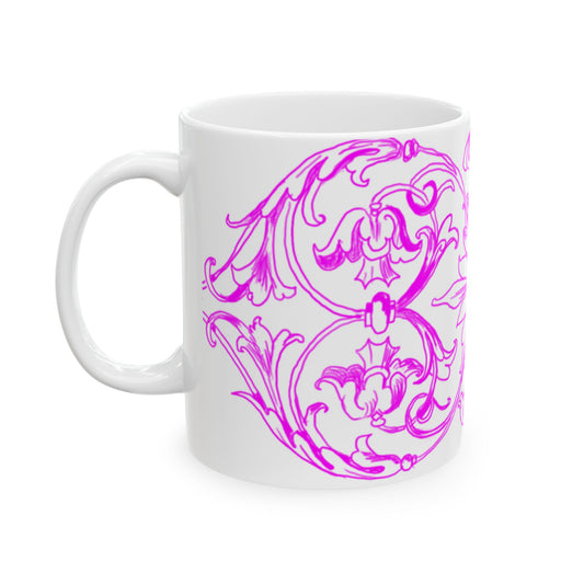 Scrollwork Ceramic Mug Raspberry