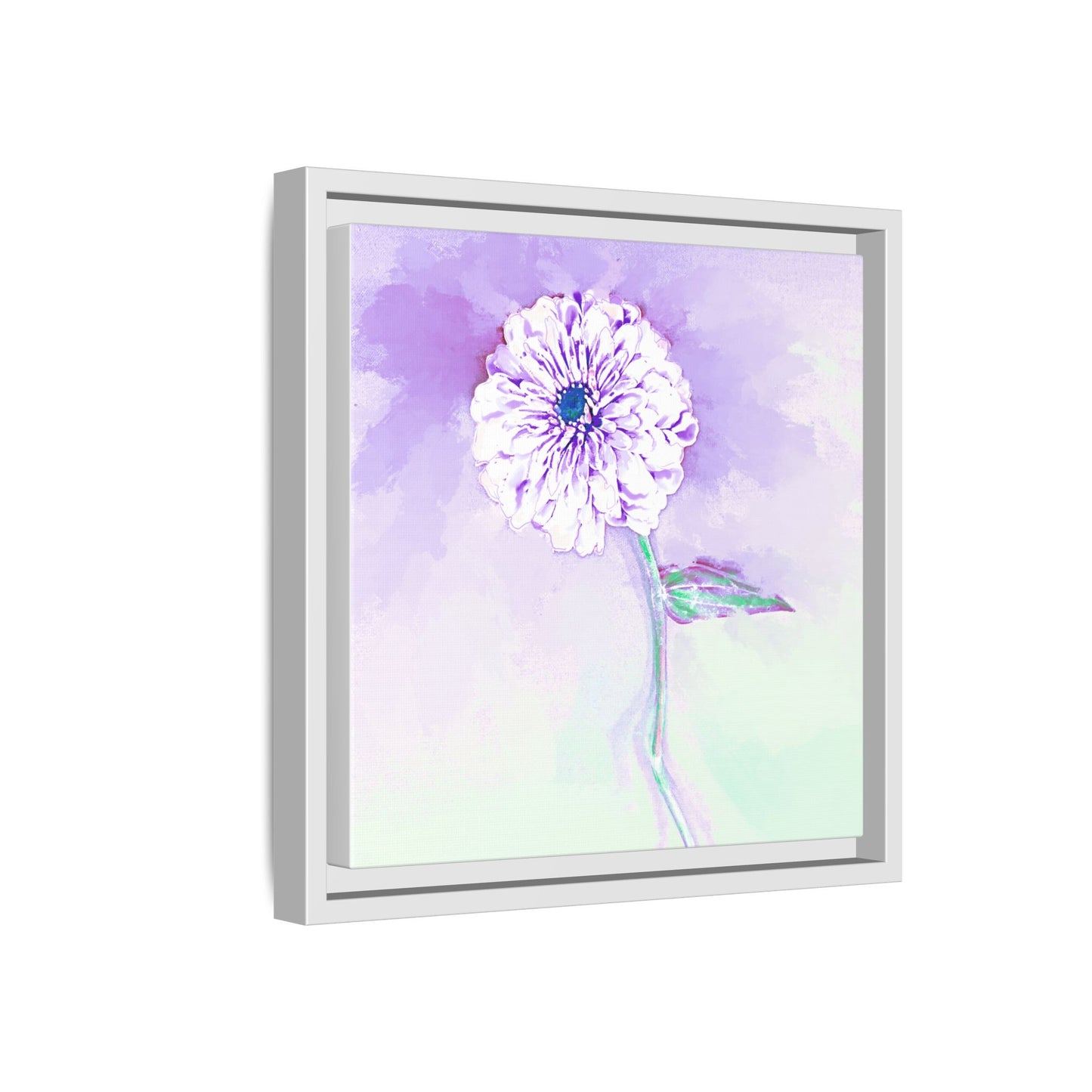 Zinnia Color Splash Matte Canvas Lilac Framed