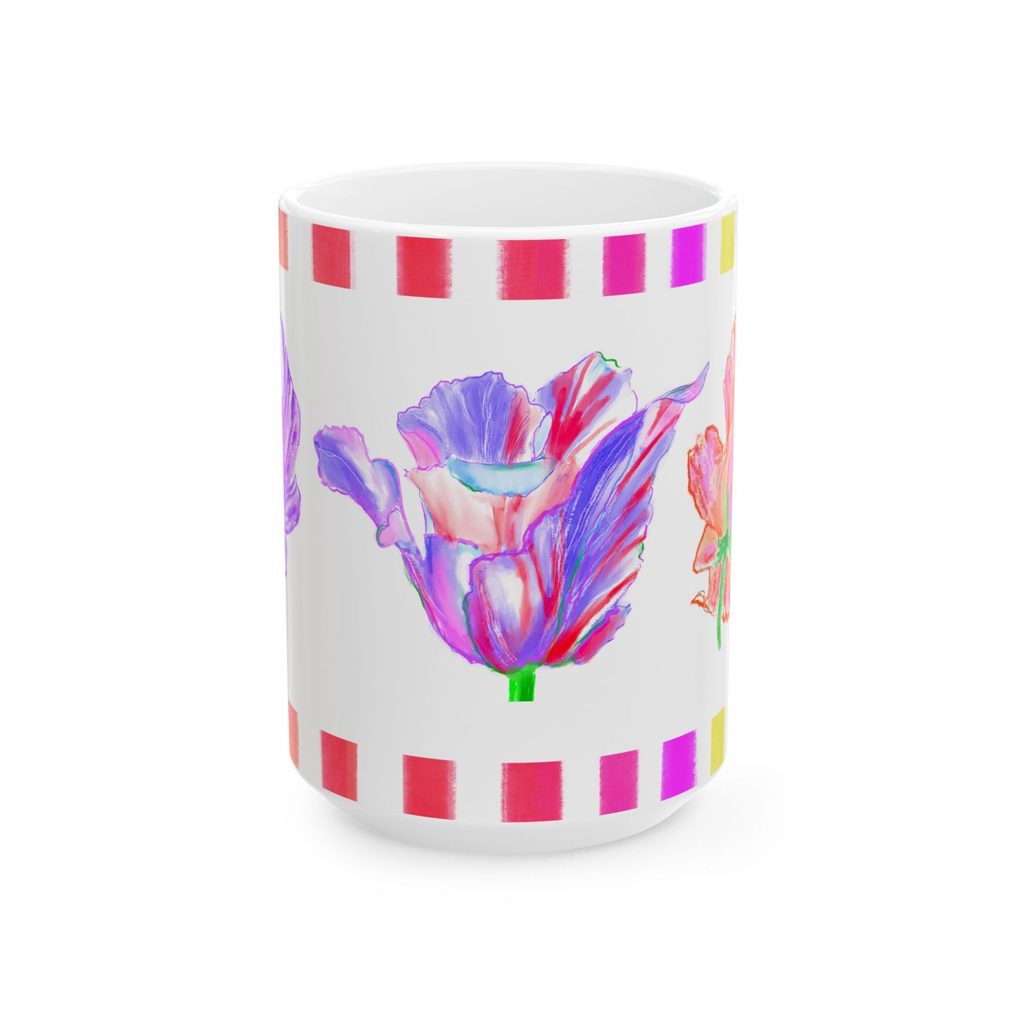 Tulip Love Ceramic Mug, (11oz, 15oz)  Purple, Orange