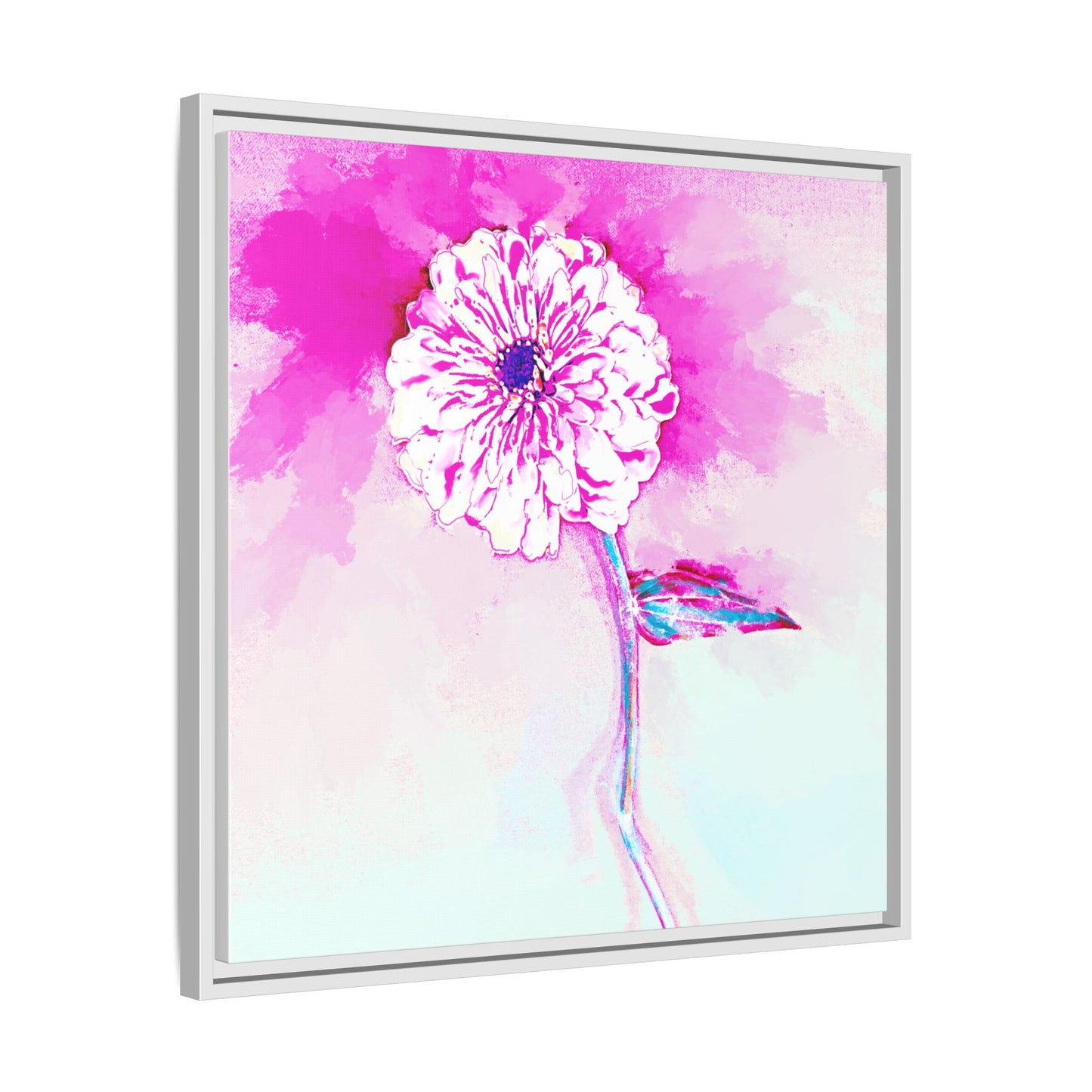 Zinnia Color Splash Matte Canvas Bright Raspberry Framed