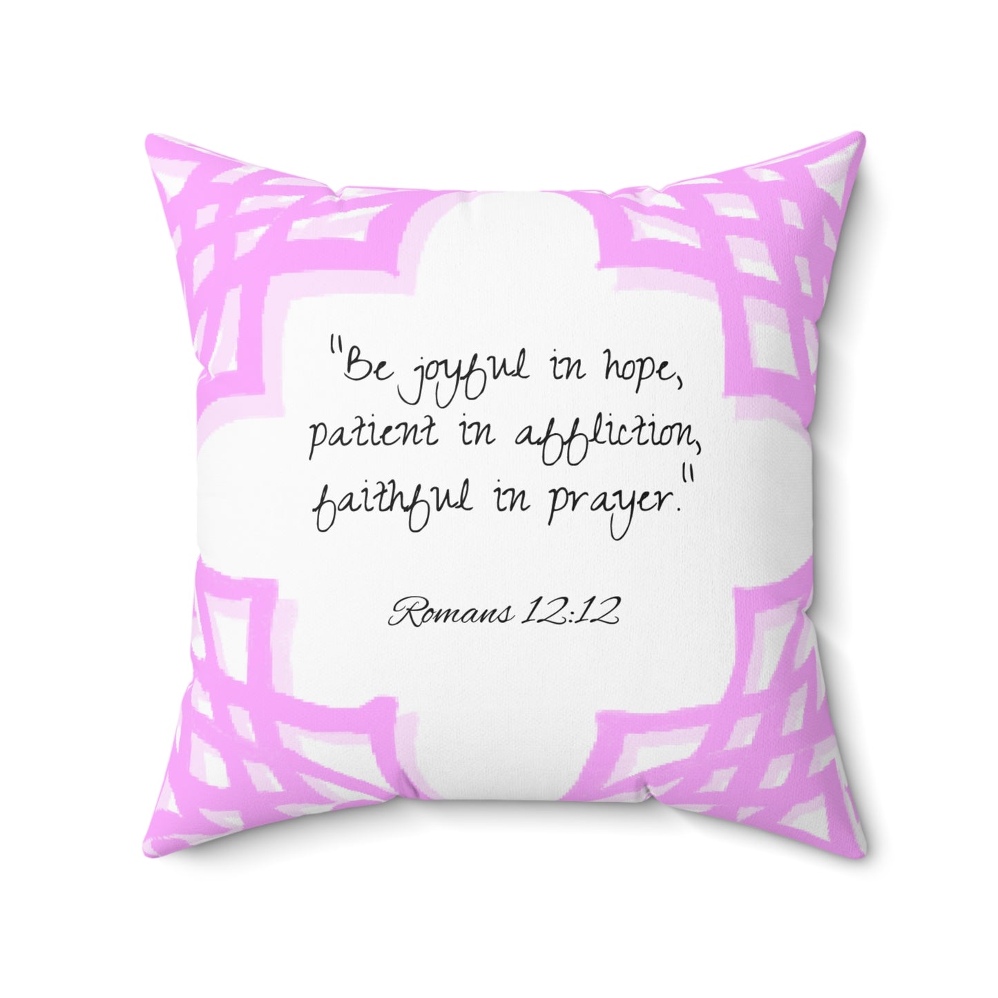 Scrollwork Polyester Square Pillow "Be Joyful..."
