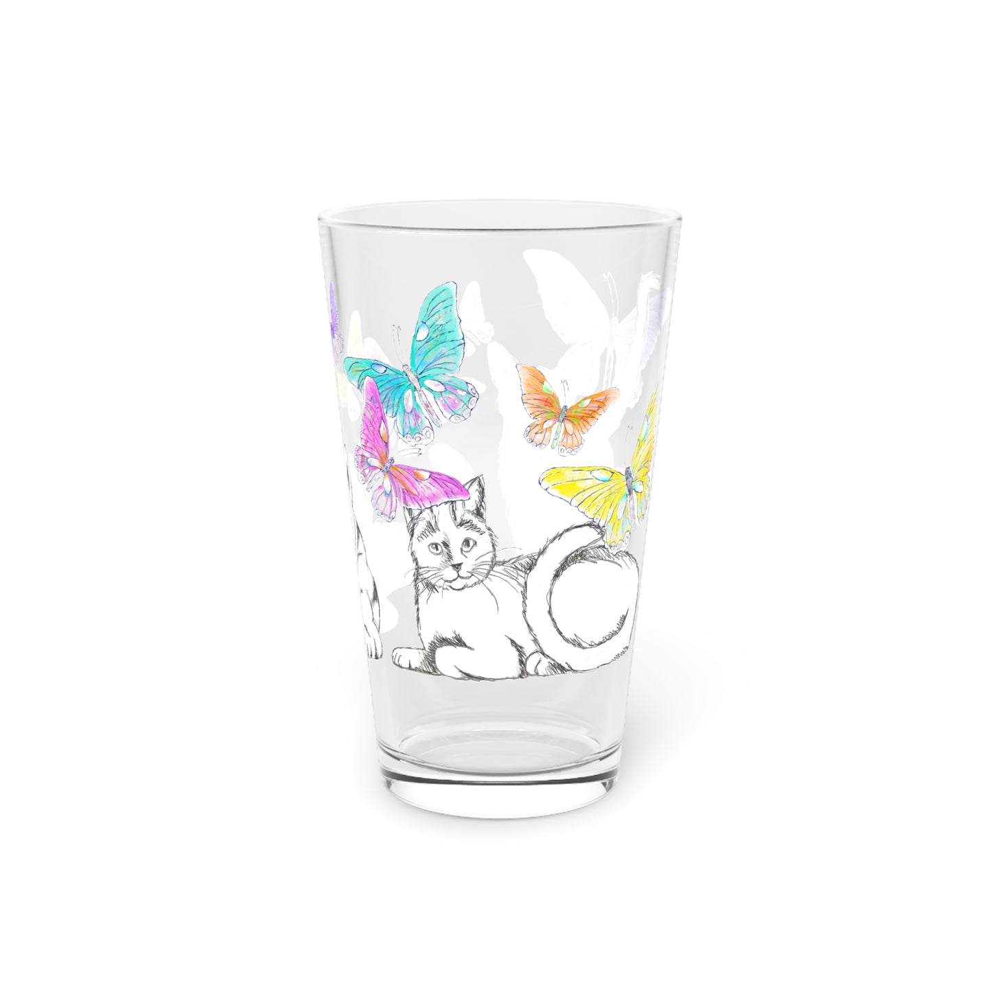 Kitty Flutter Pint Glass, 16oz
