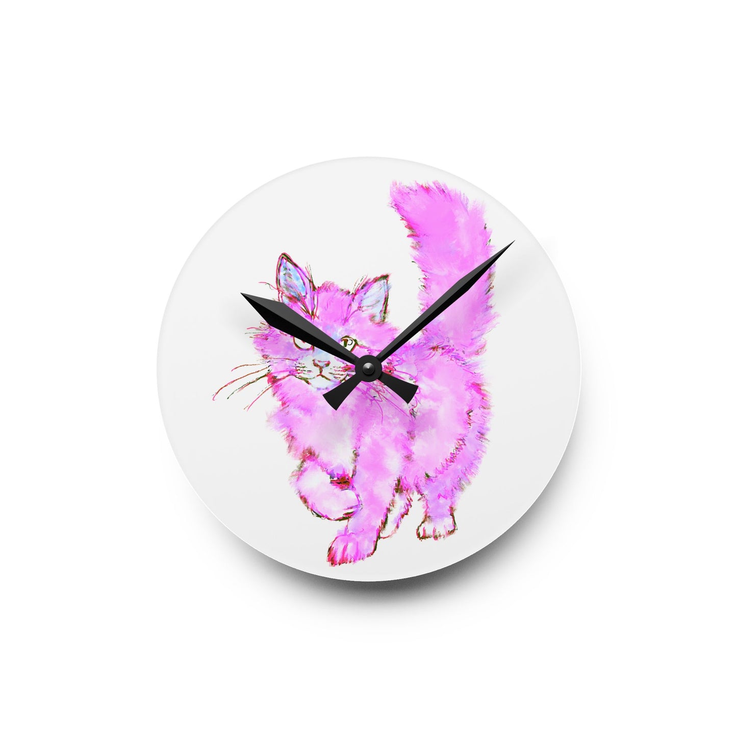 Colorful Cats & Dogs Wall Clock in Pink