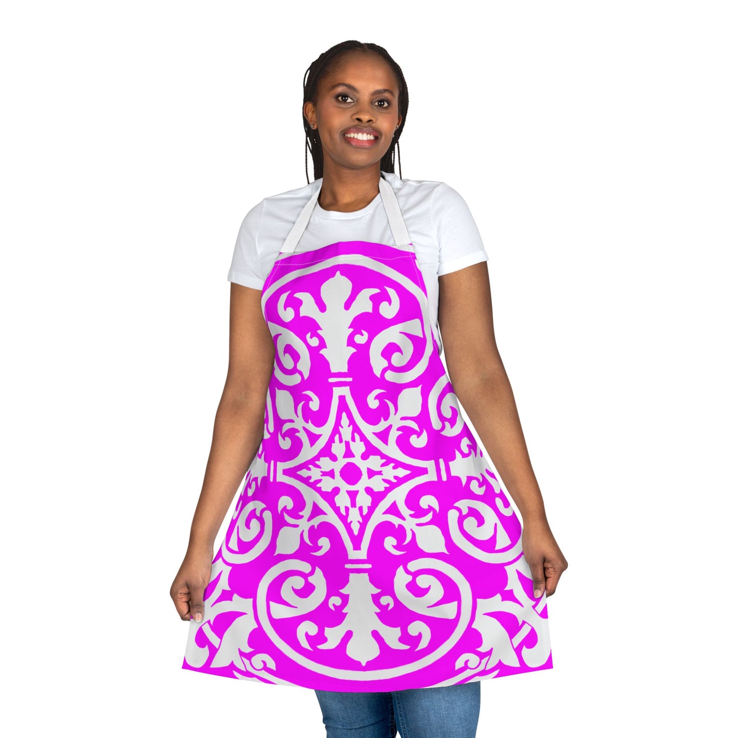 Scrollwork Apron Raspberry