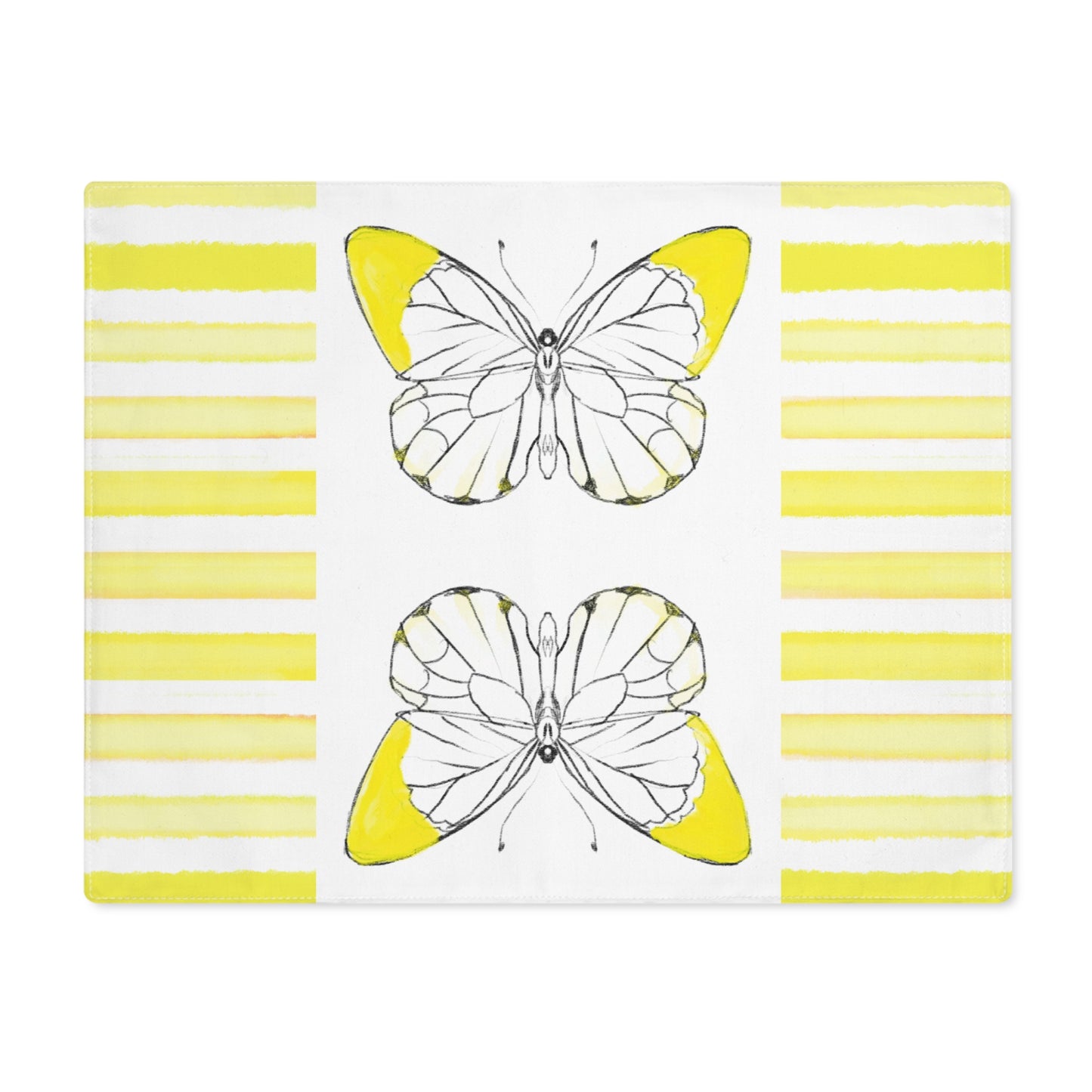 Butterfly Chroma Stripe Placemat, 1 pc, Yellow, (Fabric Background Creamy White)