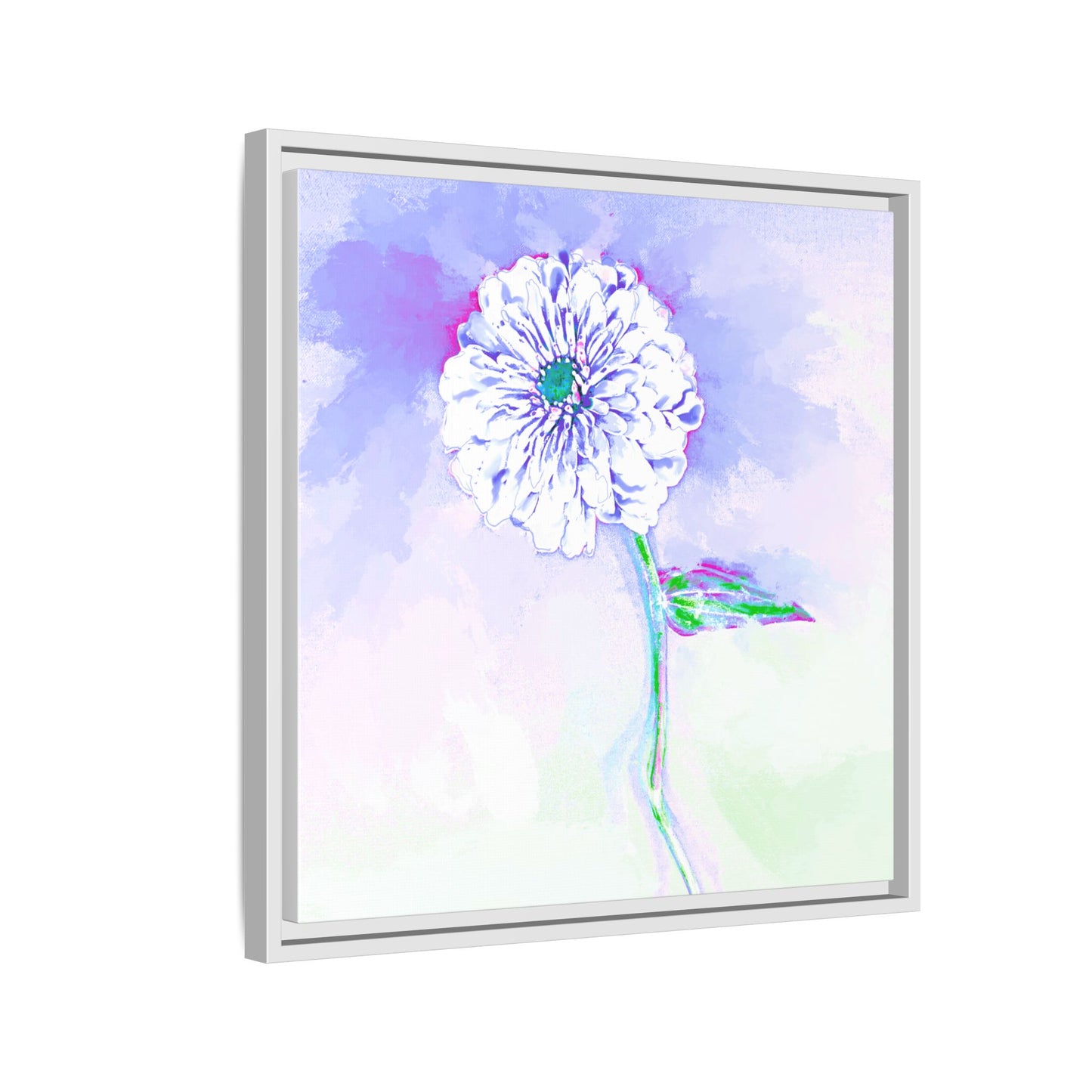 Zinnia Color Splash Matte Canvas Periwinkle Framed