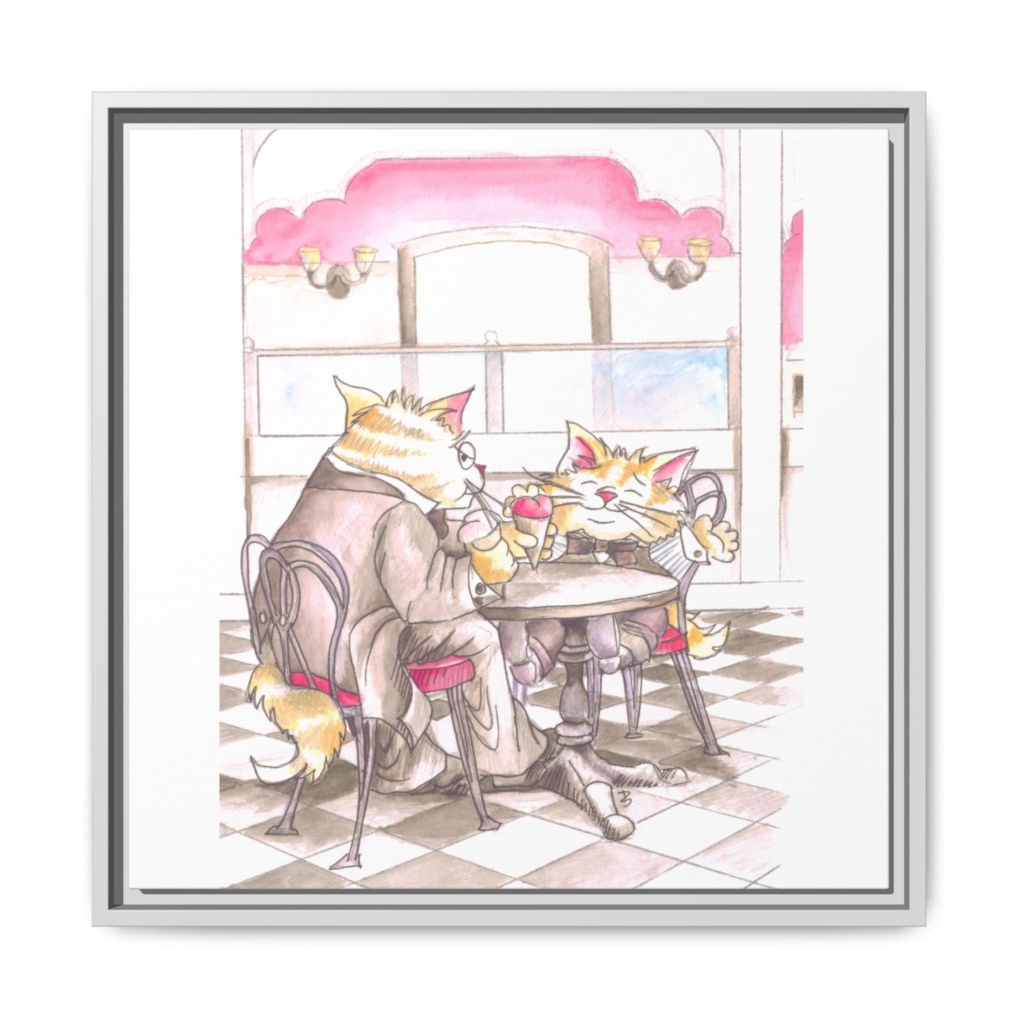 Kitty Fun Matte Canvas Framed