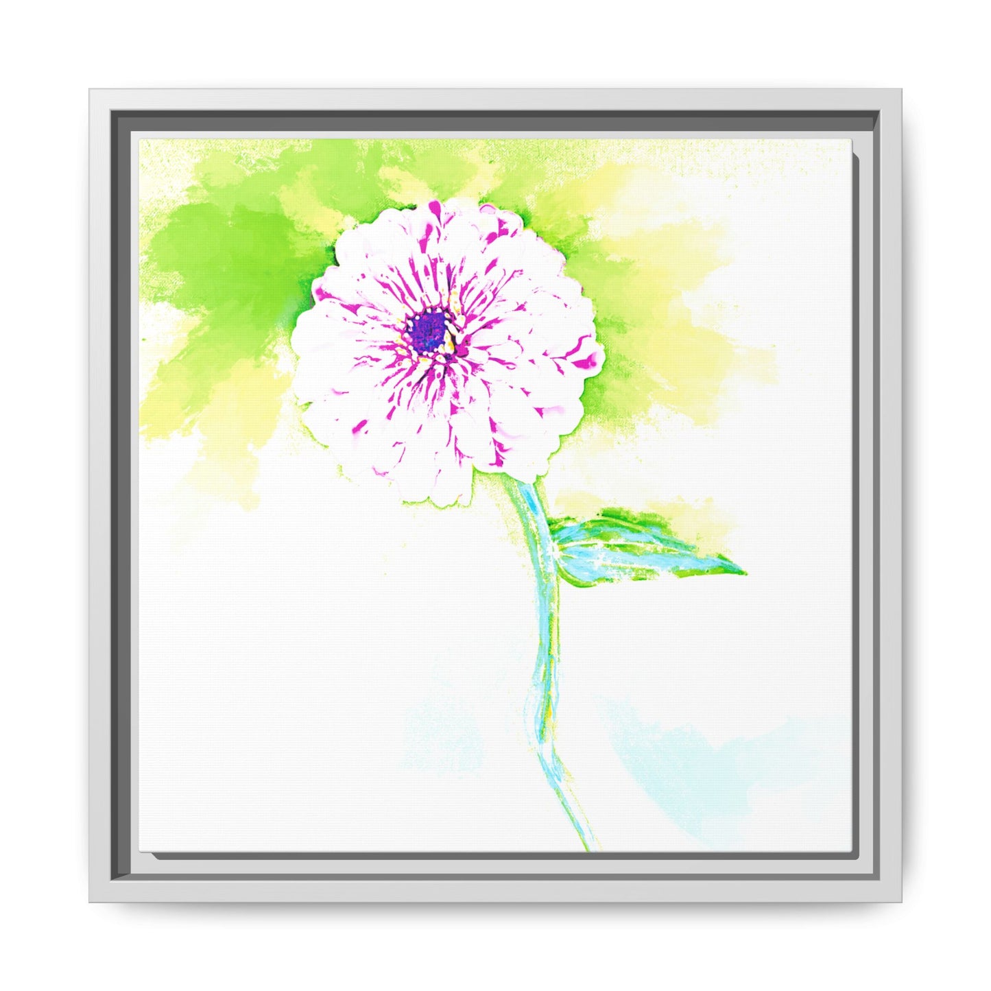 Zinnia Color Splash Matte Canvas Yellow Framed