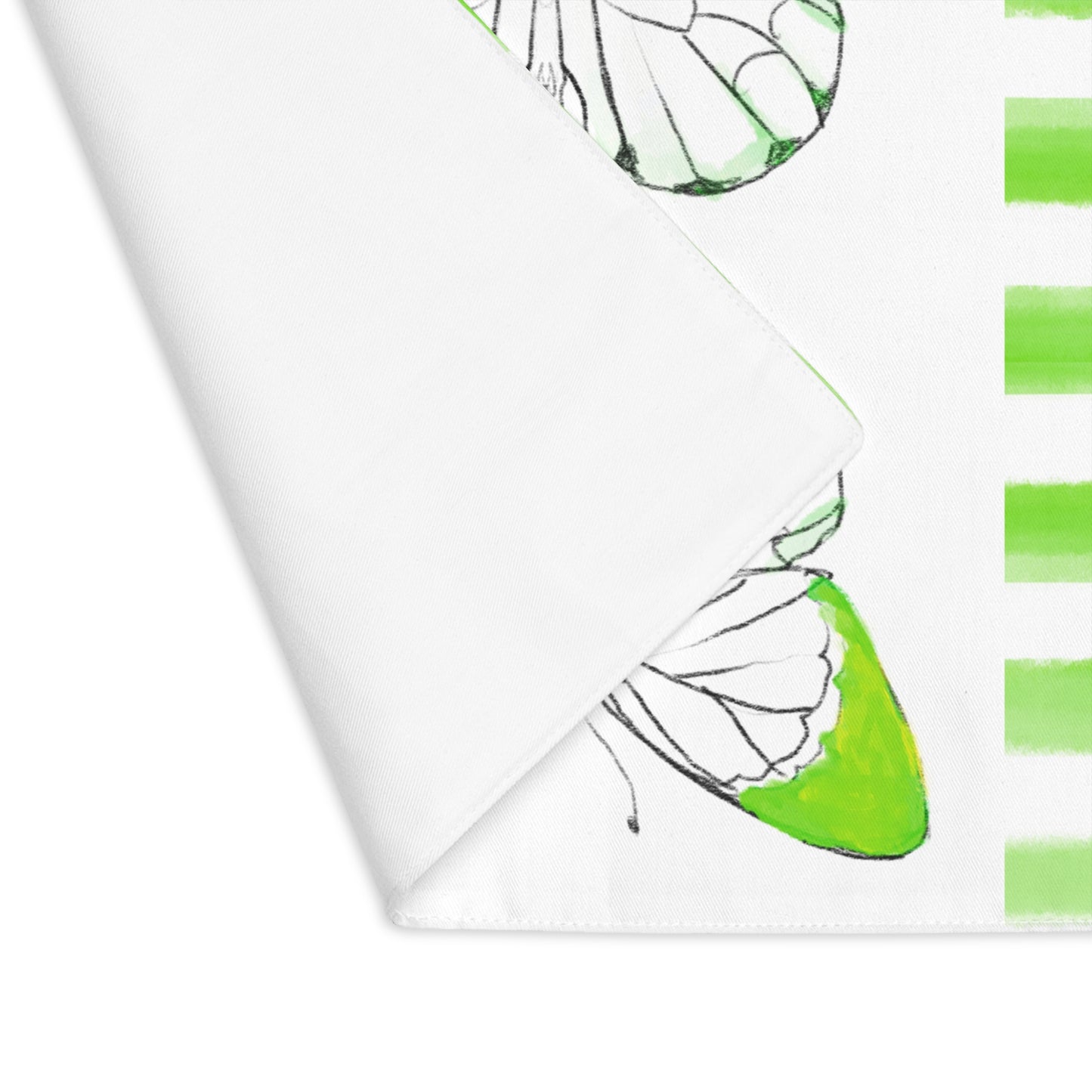 Butterfly Chroma Stripes Cotton Twill Placemat, Yellow/Green, (Fabric Background Creamy White )