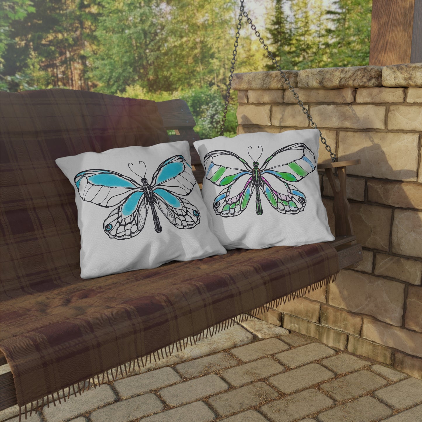 Outdoor Pillows Lulu Butterflies Aqua