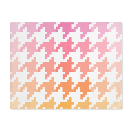 Houndstooth Fun in Pink and Orange Cotton  Placemat