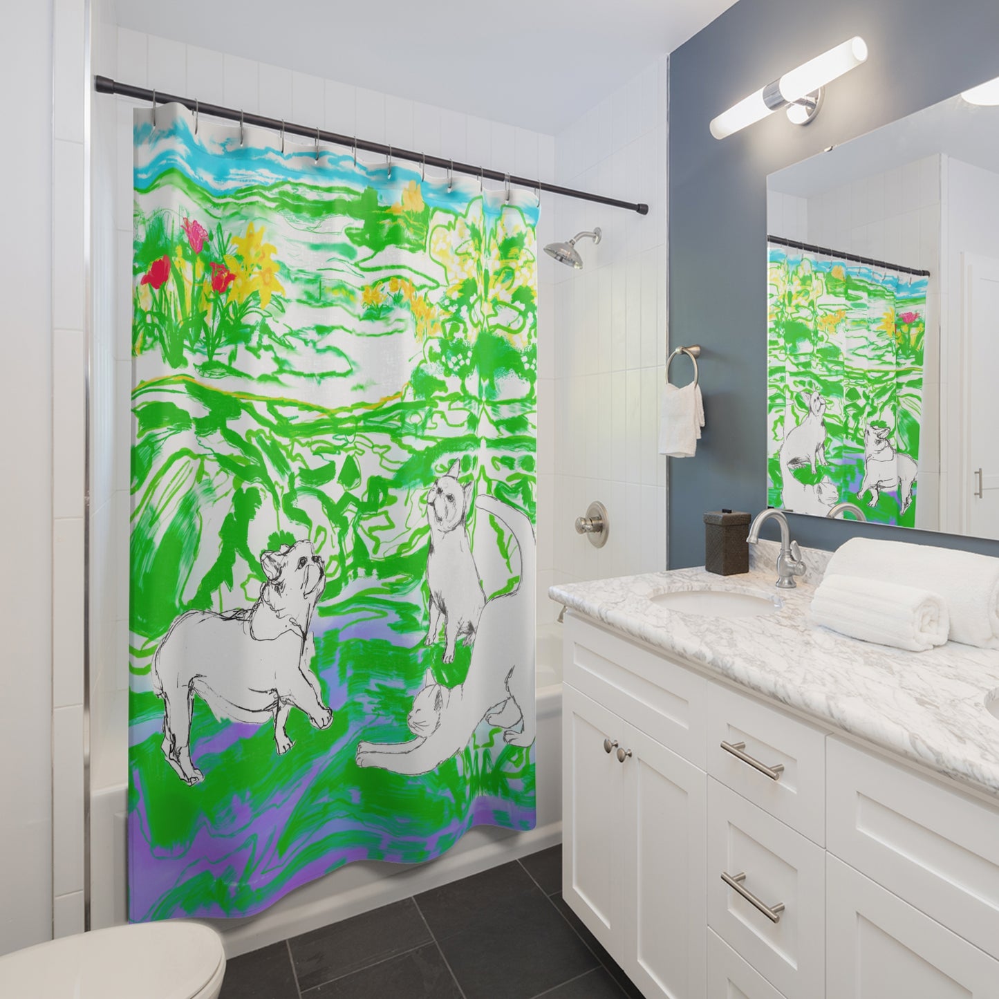 Colorful Cats and Dogs Shower Curtains