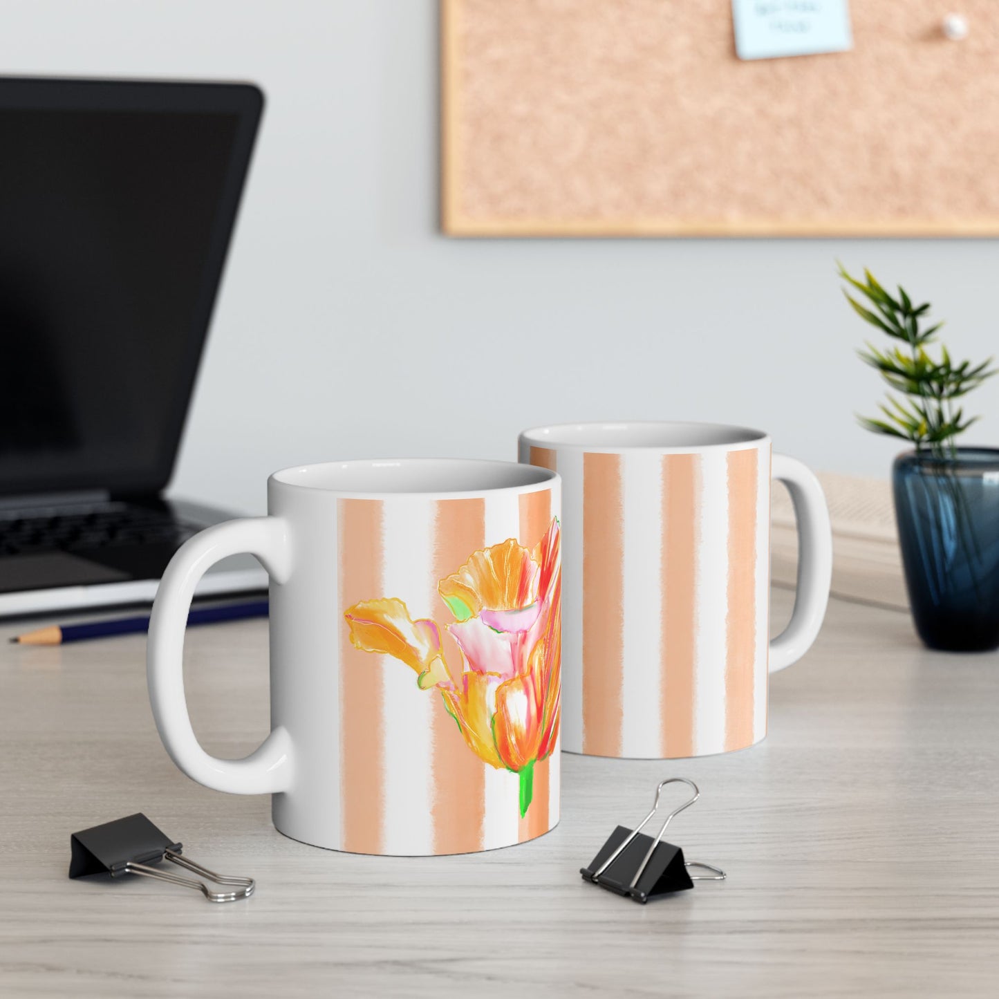 Dancing Tulips Mug Peach Orange