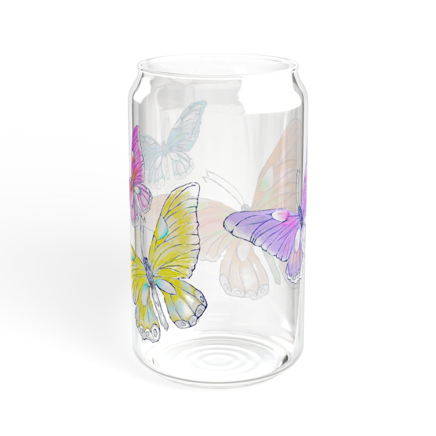 Butterfly Swing ,Largest Butterfly is Orange 16oz. Sipper Glass, Choose With or Without lid
