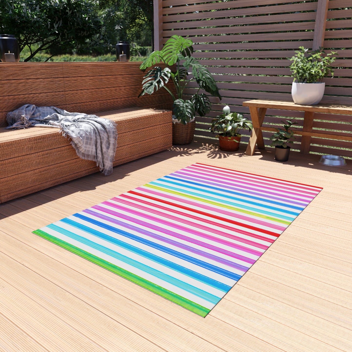 Indoor/Outdoor Rugs Magic of Watercolor Whimsy Stripes