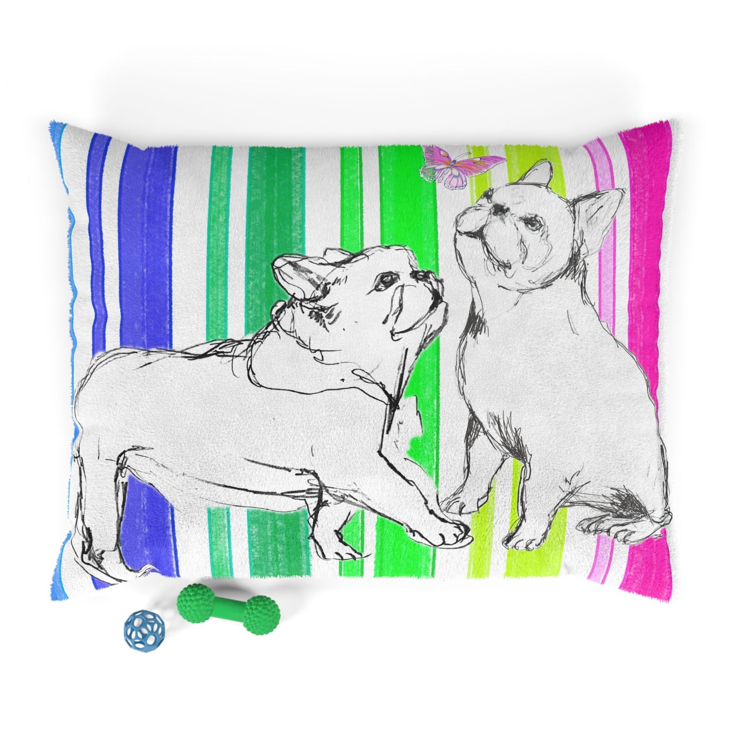 Dogi Butterfly Flutter Bed Multi Color Stripe, Bulldogs